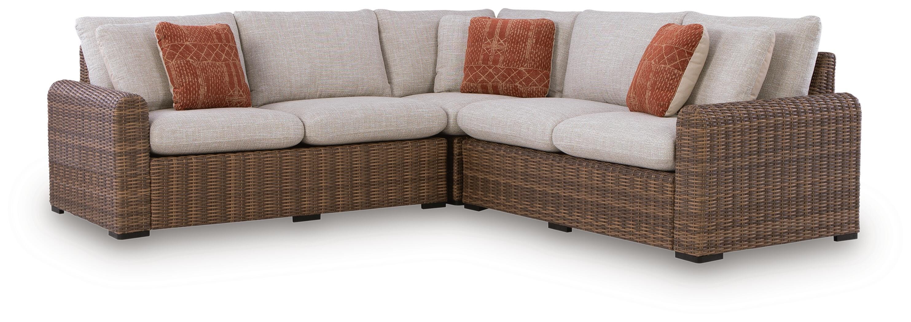 Dolan Creek Beige/Brown 3-Piece Outdoor Sectional - Image 2