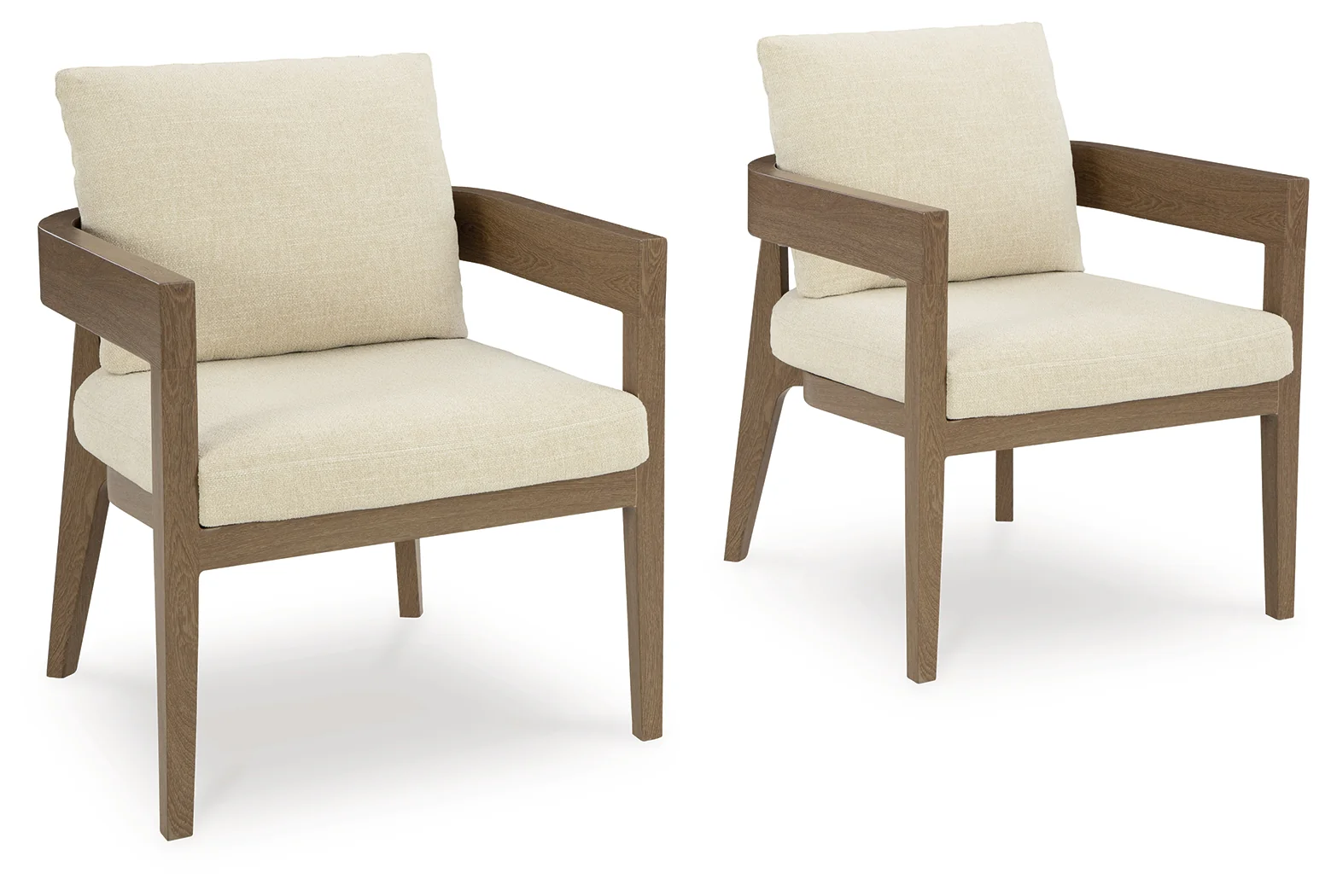 Serene Bay Dark Brown/White Outdoor Dining Arm Chair with Cushion (Set of 2) - Image 2