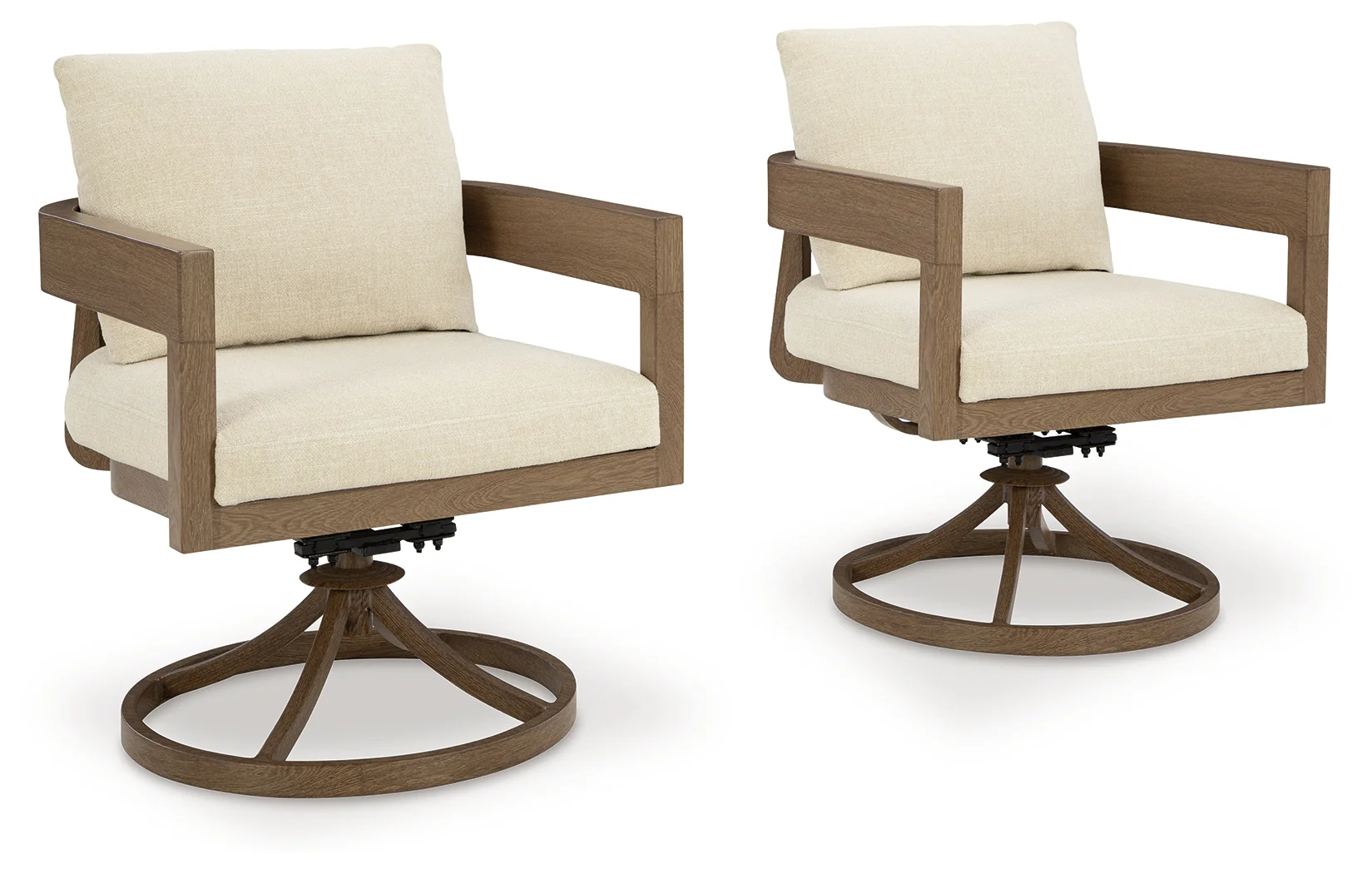 Serene Bay Dark Brown/White Outdoor Swivel Dining Chair with Cushion (Set of 2) - Image 2