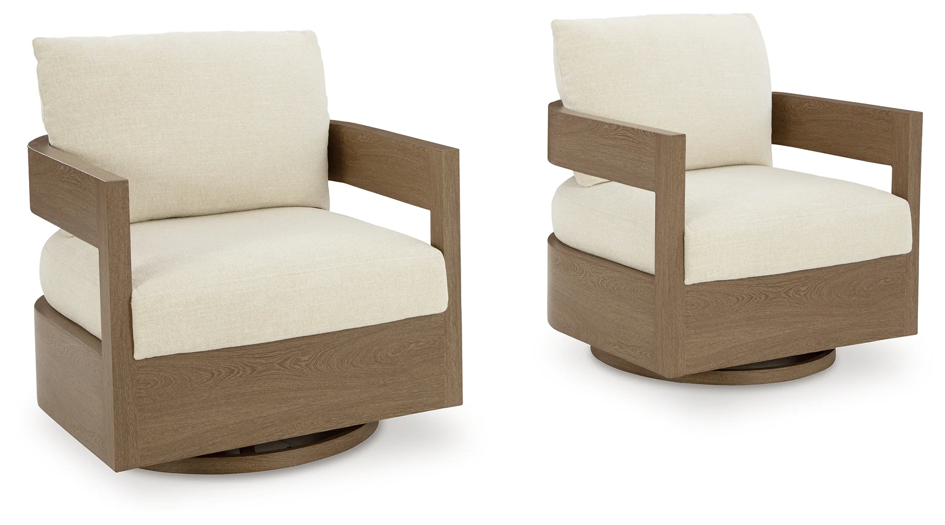 Serene Bay Dark Brown/White Outdoor Swivel Glider Chair with Cushion - Image 3