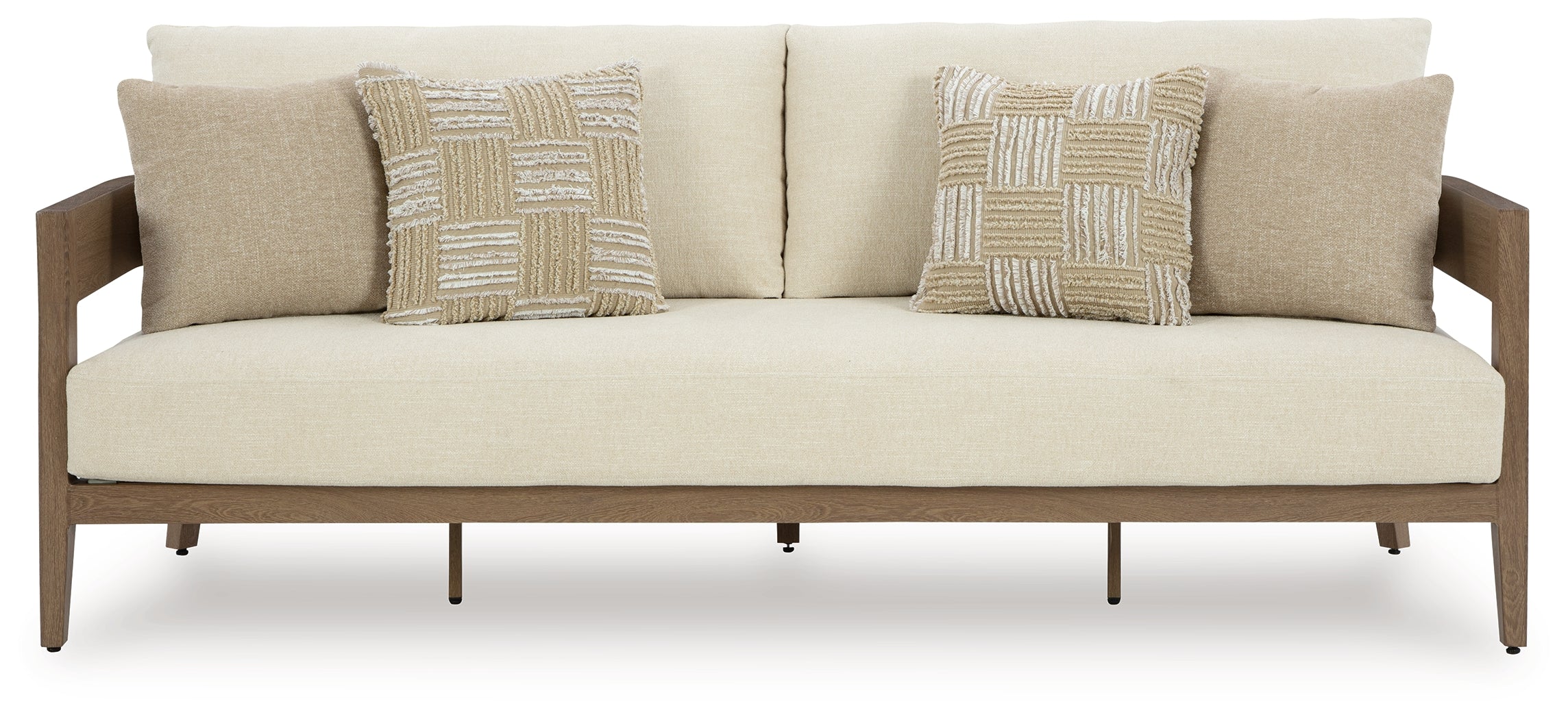 Serene Bay Dark Brown/White Outdoor Sofa with Cushion - Image 3