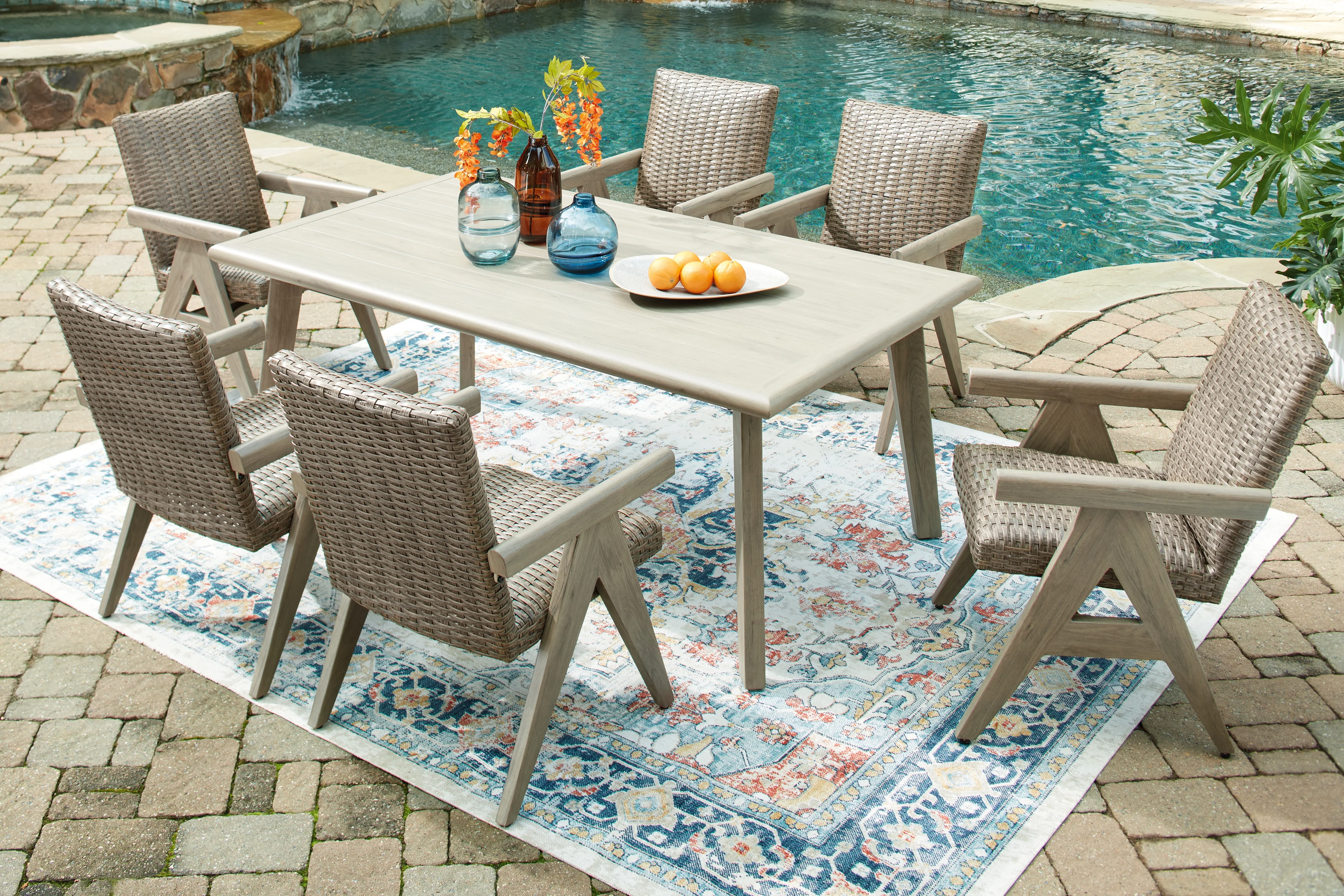 Cliff Beige Trails Outdoor Dining Table and 6 Chairs - Image 3