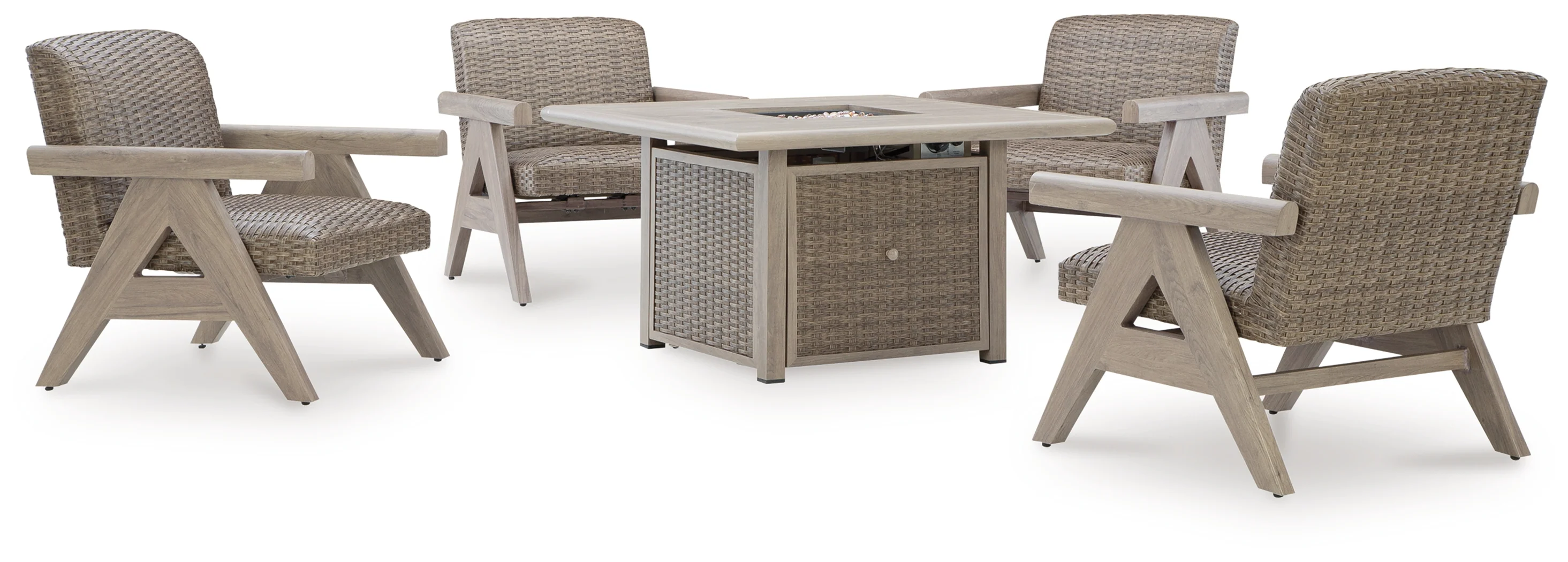 Cliff Beige Trails Outdoor Fire Pit Table and 4 Chairs - Image 3