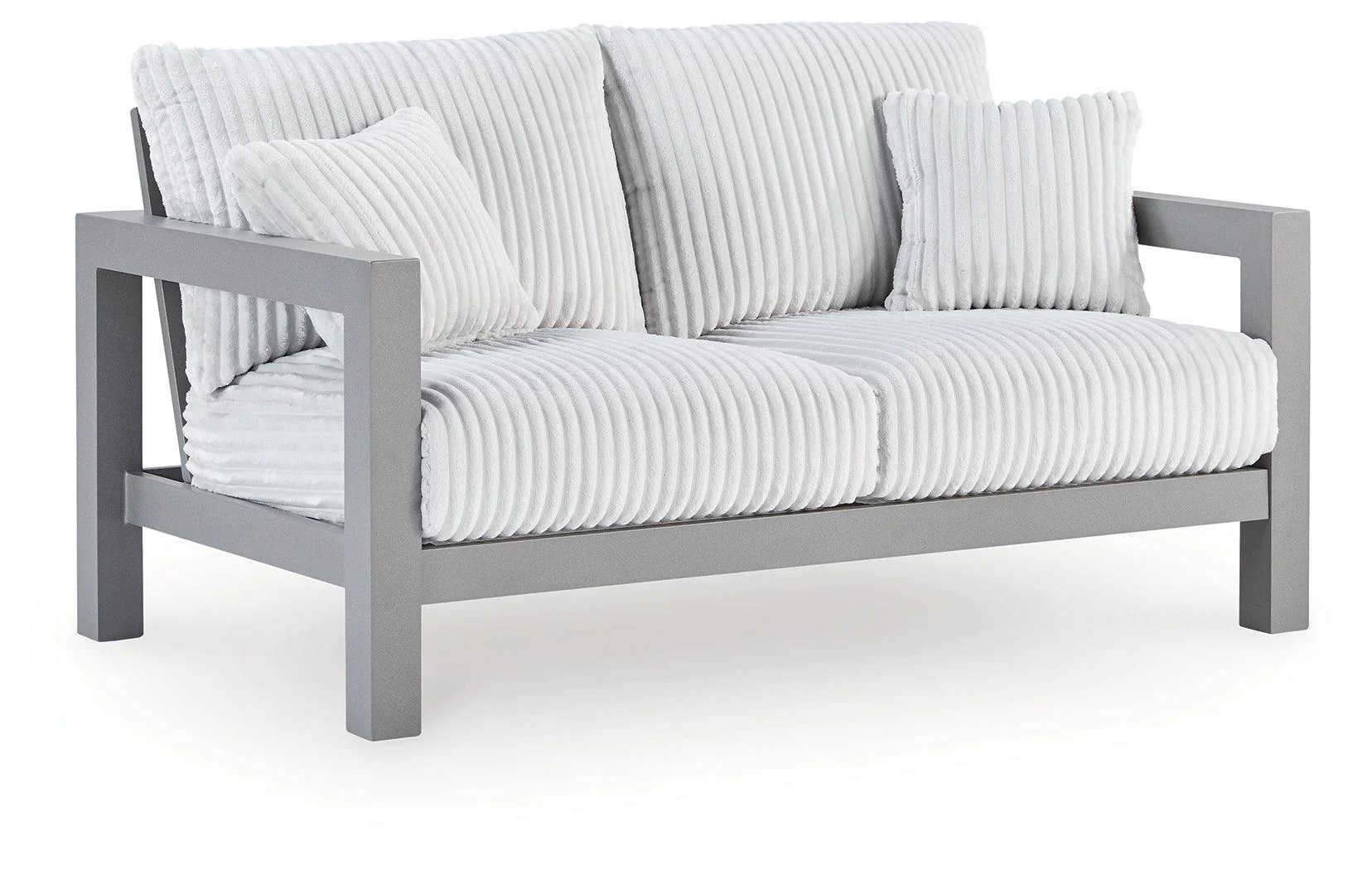 Hurley Park Gray Nuvella® Outdoor Loveseat with Cushion - Image 2