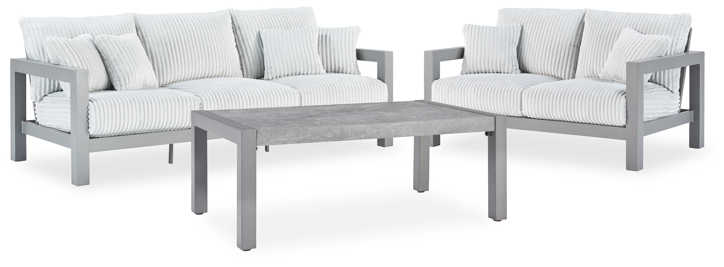 Hurley Gray Park Outdoor Sofa and Loveseat with Coffee Table - Image 2