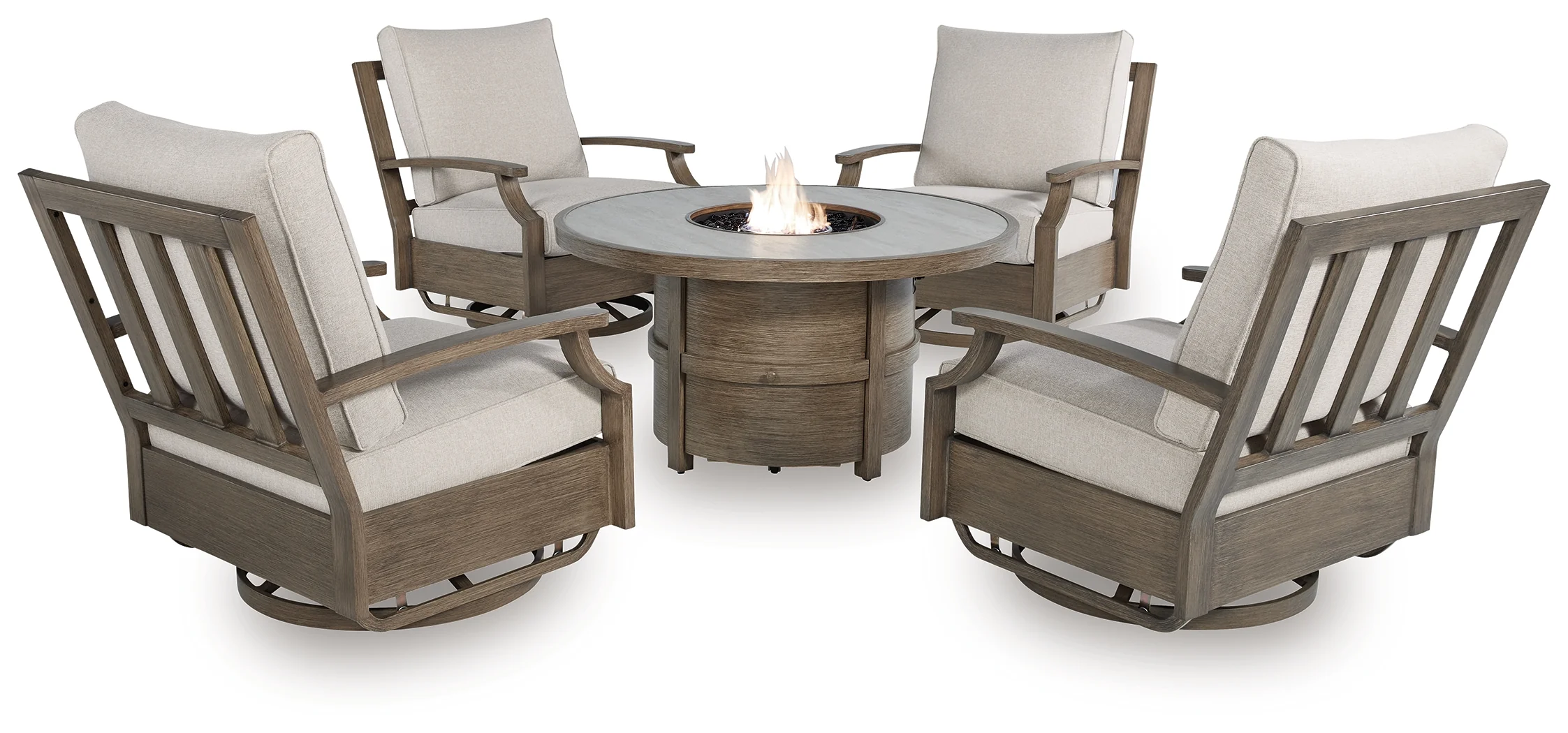 Rainier Beige Ranch Outdoor Dining Table and 4 Chairs - Image 2