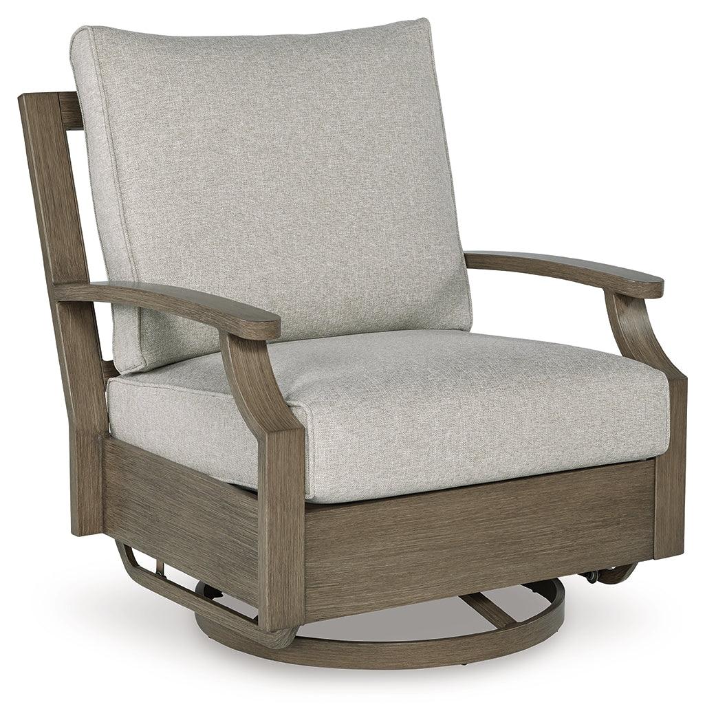 Rainier Ranch Brown/Beige Outdoor Swivel Glider Chair with Cushion - Image 2