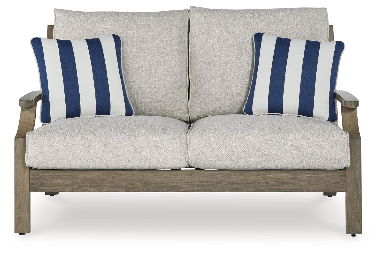 Rainier Ranch Brown/Beige Nuvella® Outdoor Loveseat with Cushion - Image 2