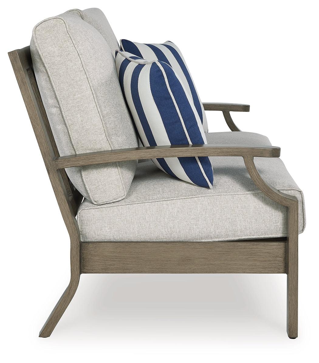 Rainier Ranch Brown/Beige Nuvella® Outdoor Loveseat with Cushion - Image 3