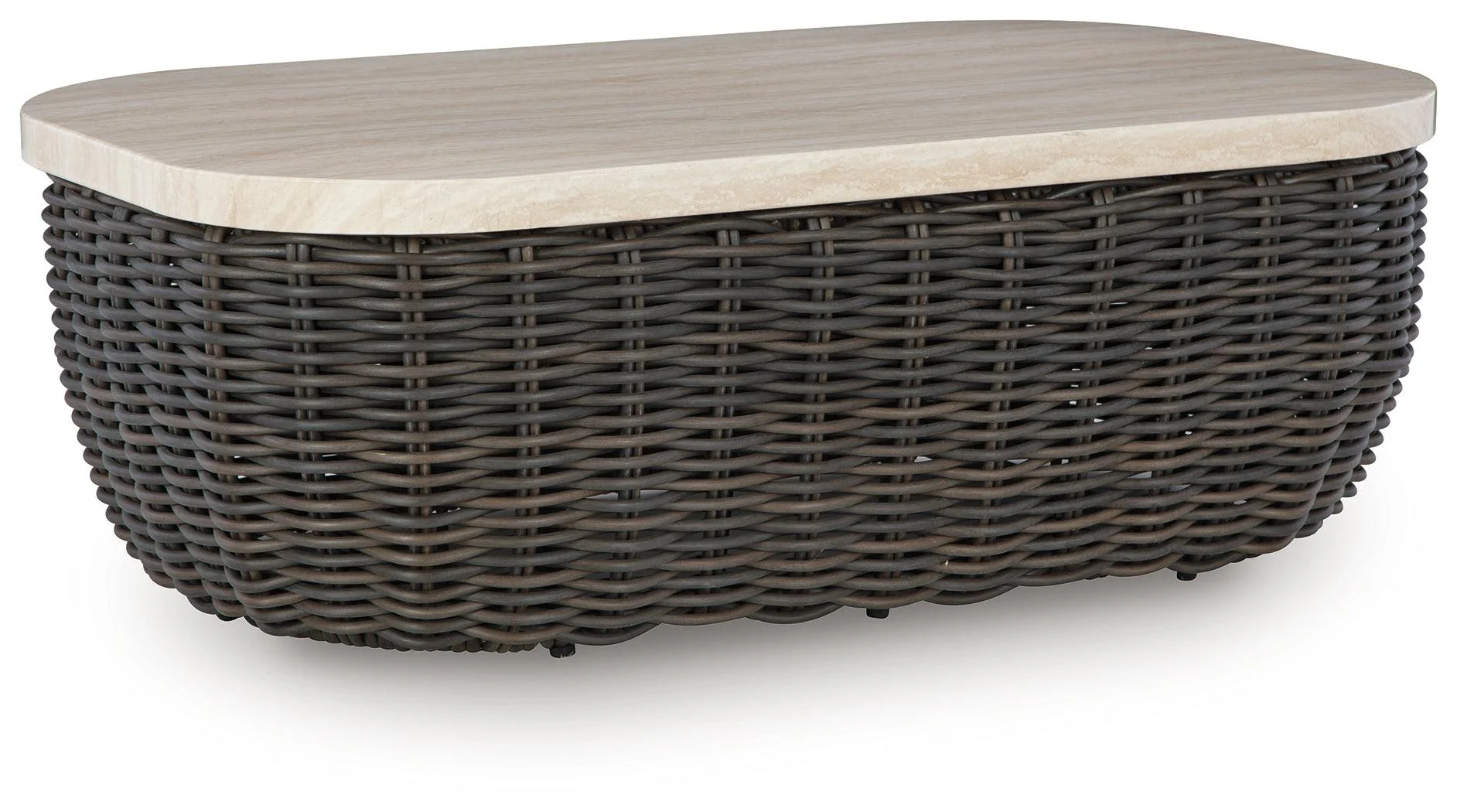 Kimora Beige/Dark Brown Outdoor Coffee Table - Image 2