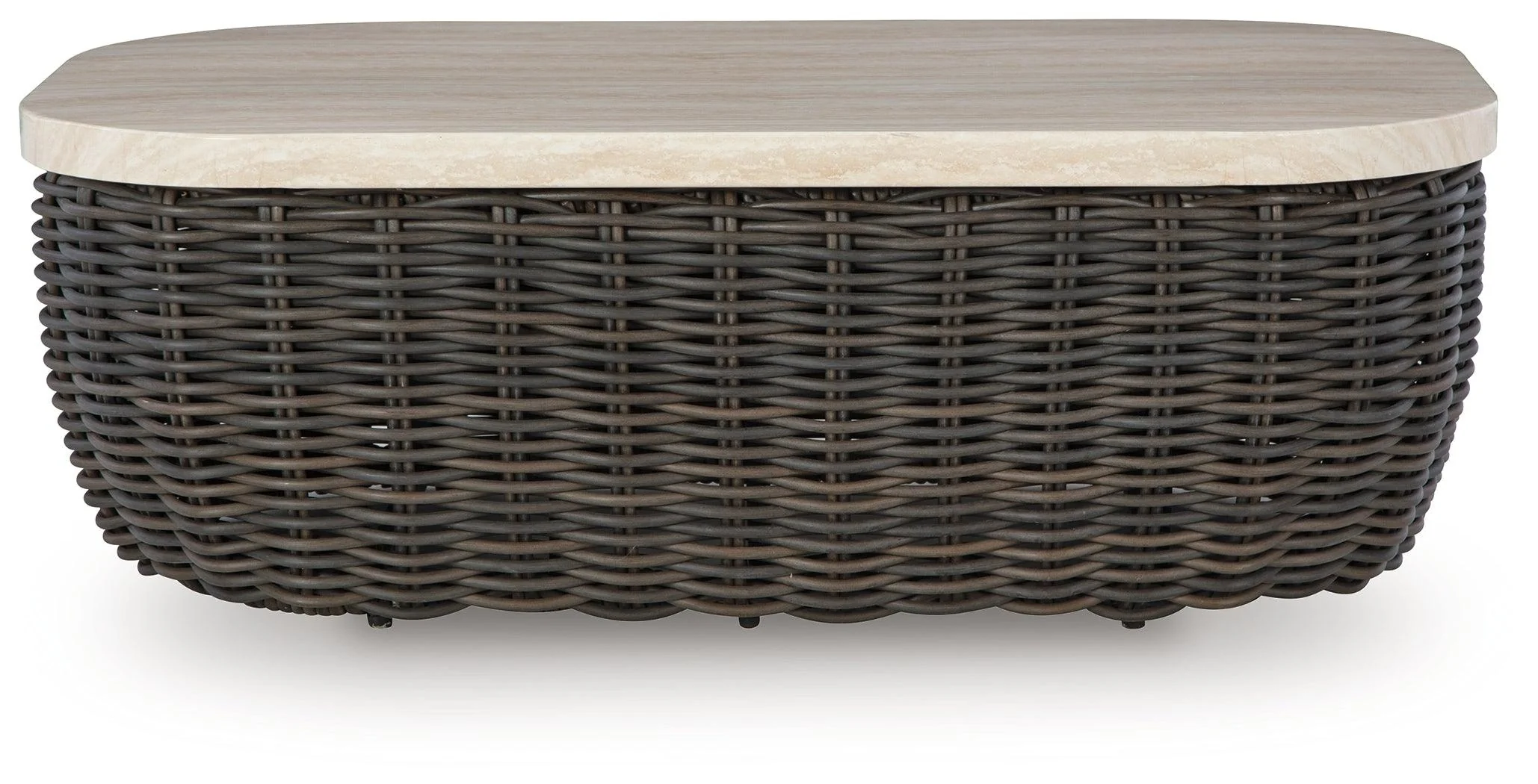 Kimora Beige/Dark Brown Outdoor Coffee Table - Image 3