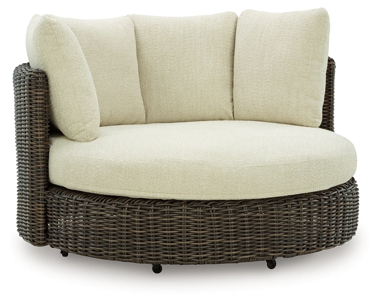 Kimora Beige/Dark Brown Nuvella® Outdoor Swivel Lounge Chair with Cushion - Image 2