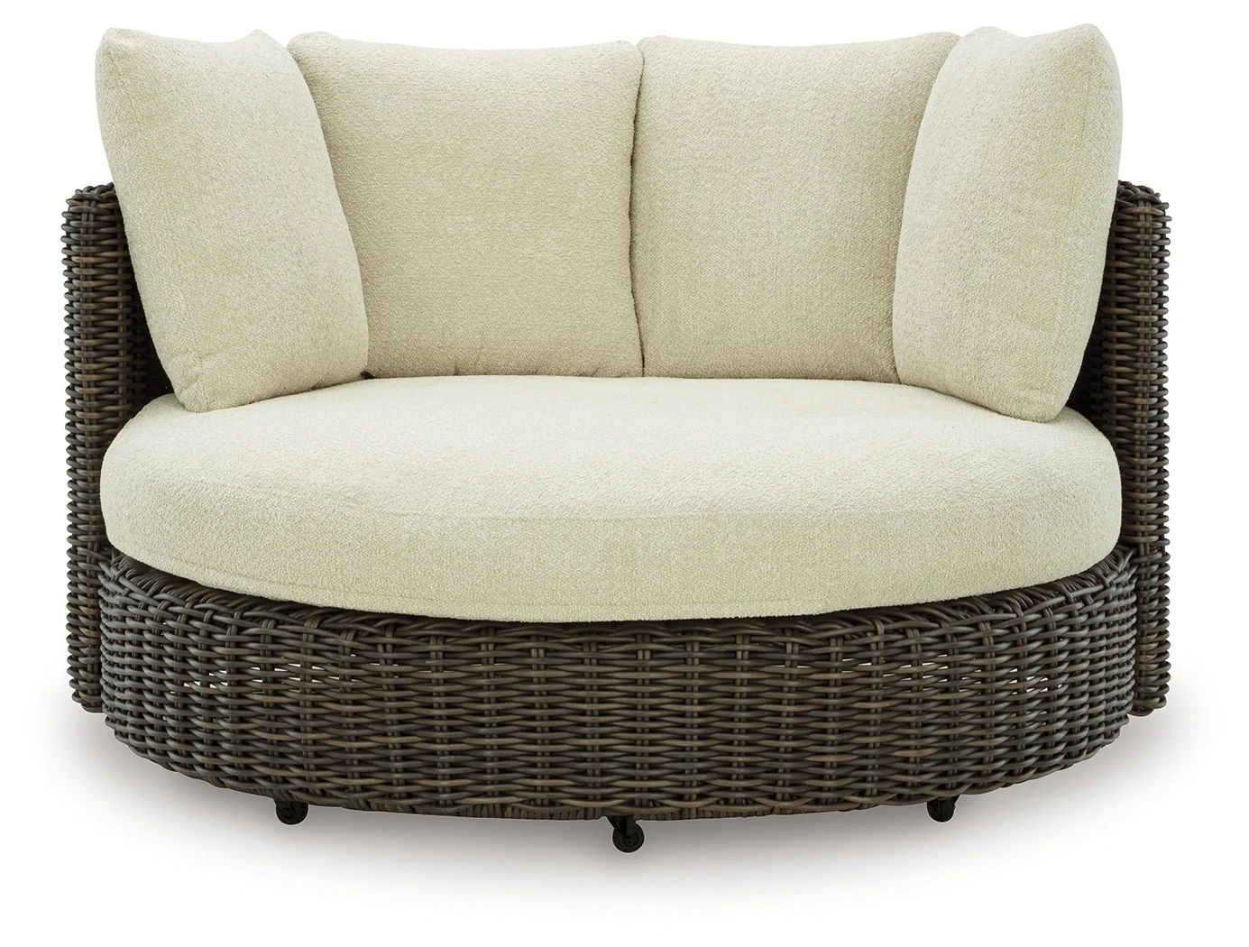 Kimora Beige/Dark Brown Nuvella® Outdoor Swivel Lounge Chair with Cushion - Image 3