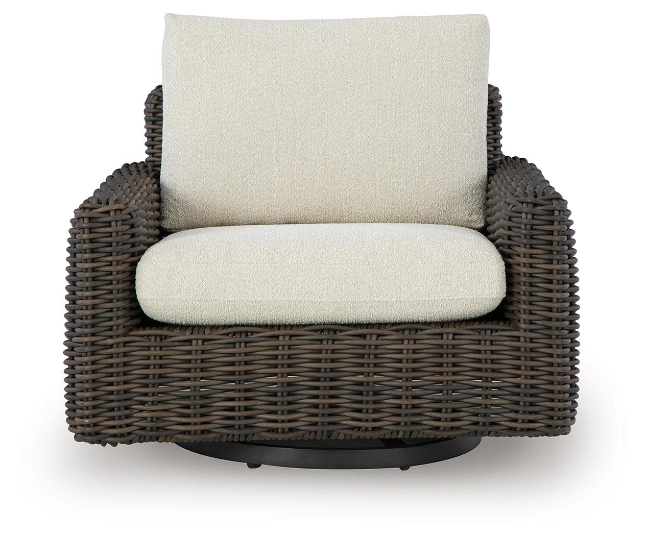 Kimora Beige/Dark Brown Outdoor Swivel Lounge Chair - Image 3