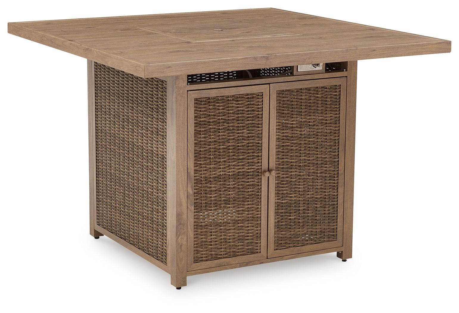 Walton Bridge Driftwood Outdoor Bar Table With Fire Pit - Image 2