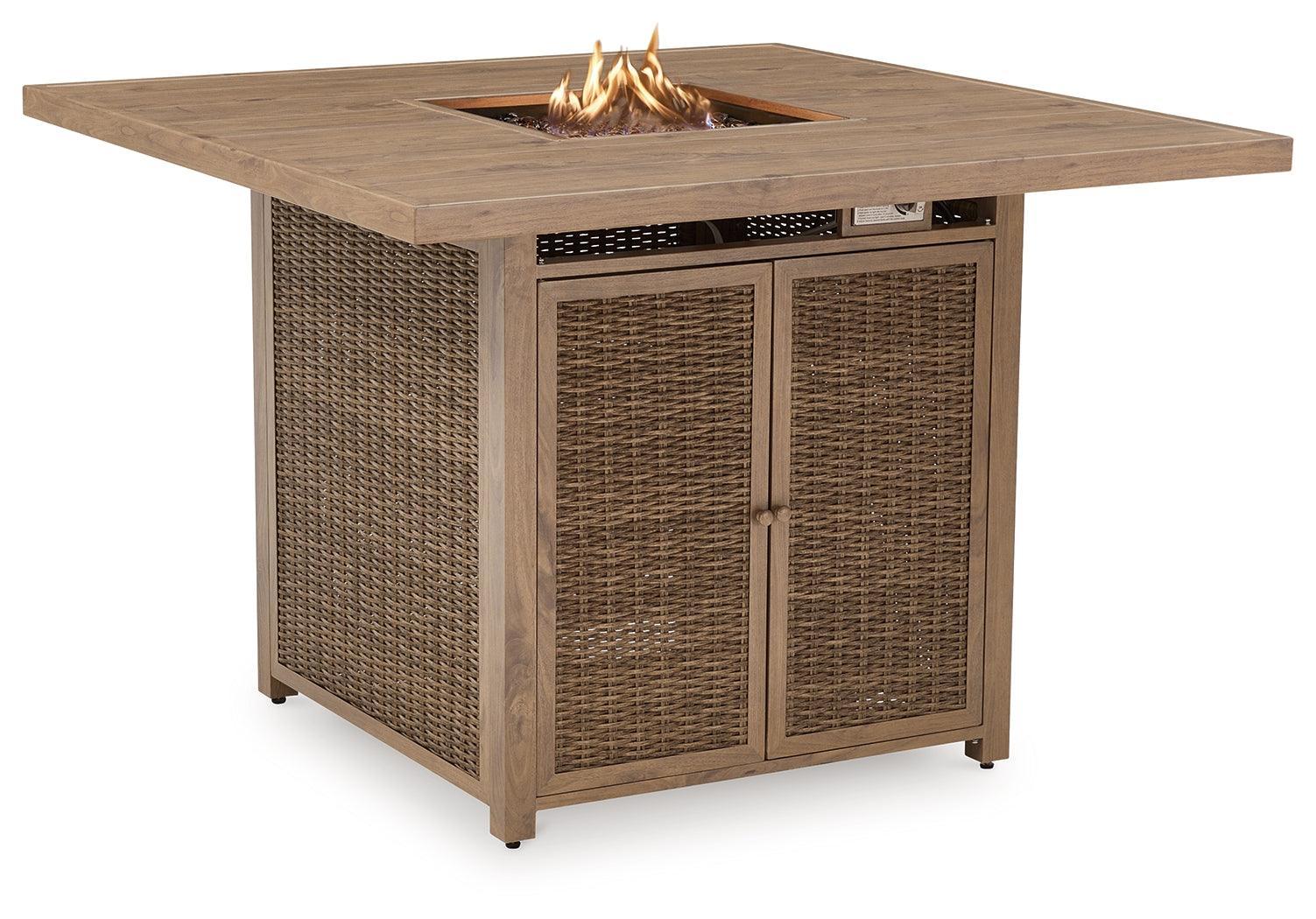 Walton Bridge Driftwood Outdoor Bar Table With Fire Pit - Image 3
