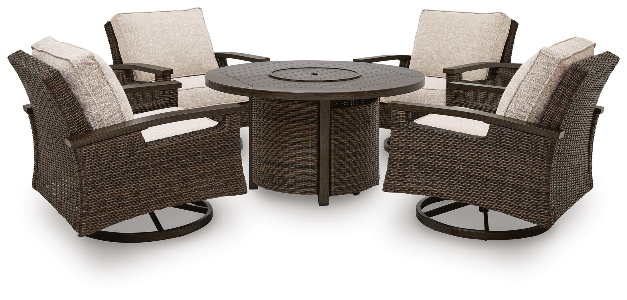 Monterey Dark Brown Point Outdoor Fire Pit Table and 4 Chairs - Image 3