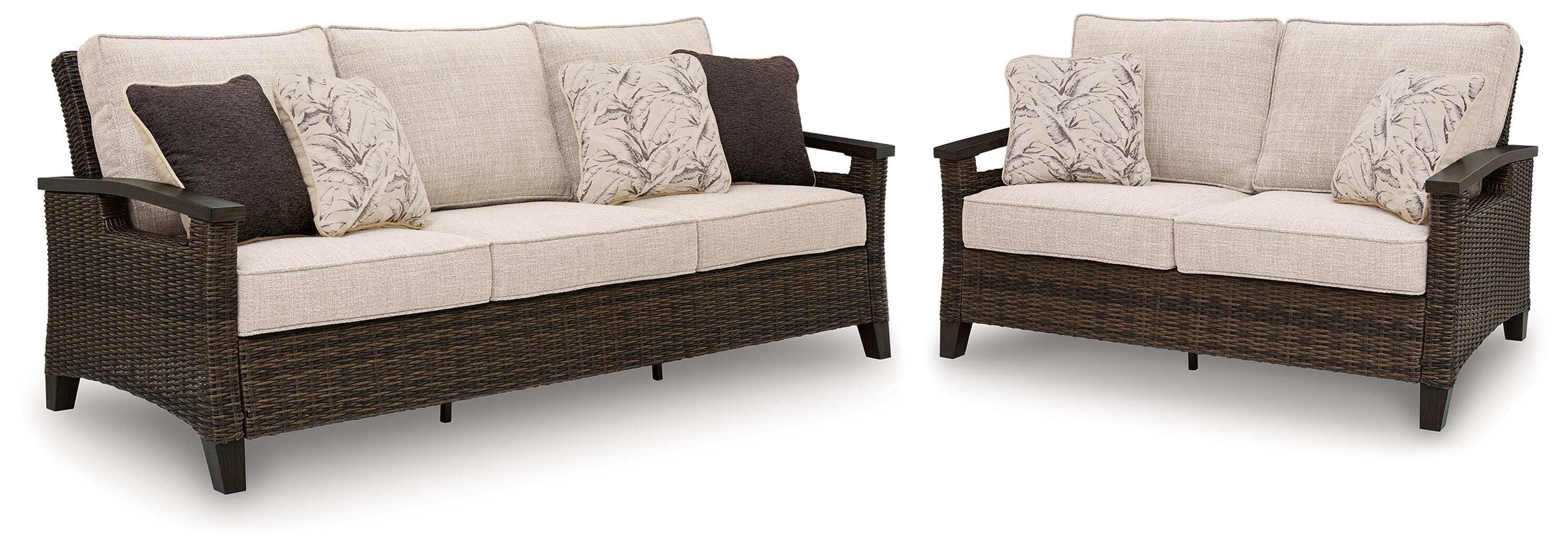Monterey Dark Brown Point Outdoor Sofa and Loveseat - Image 2