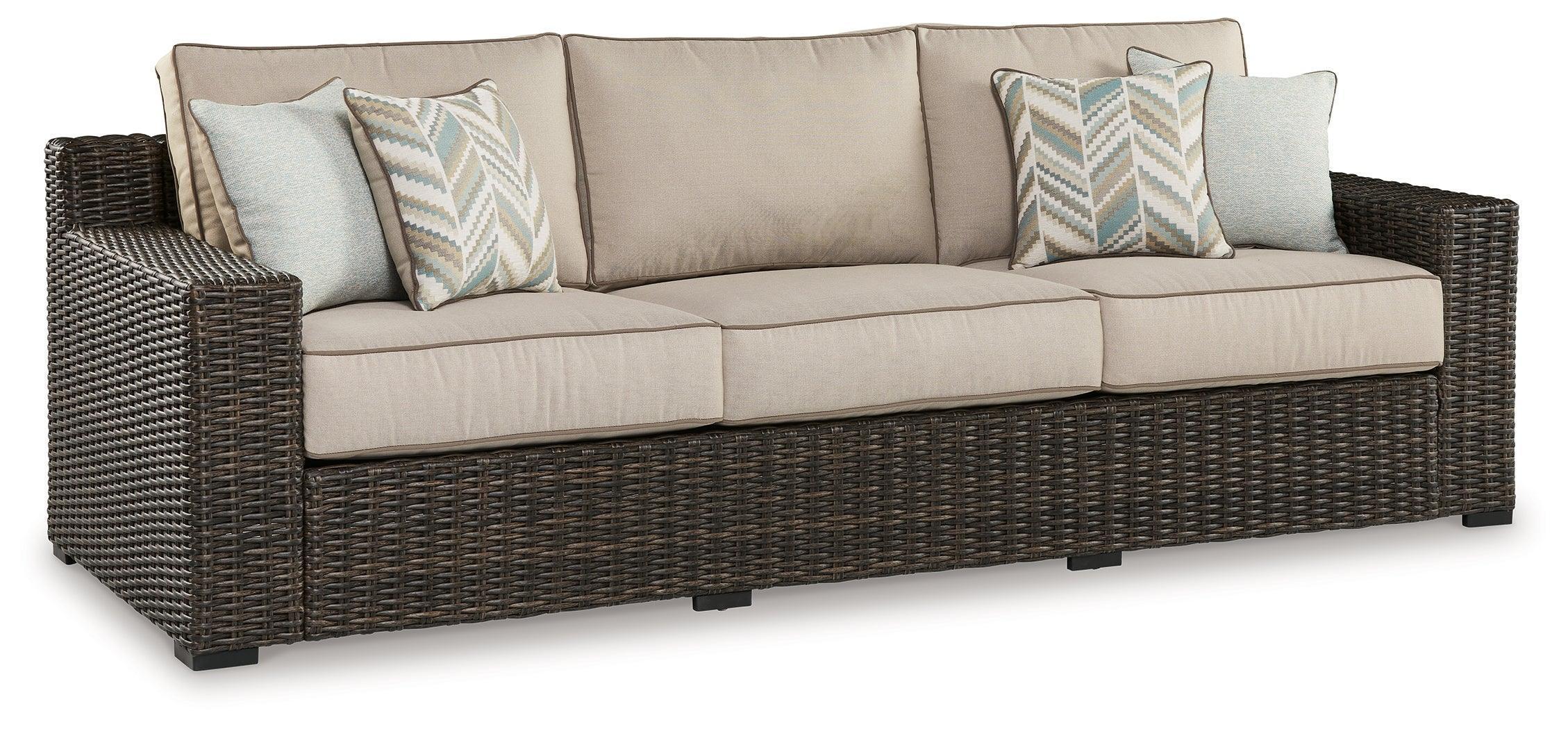 Coastline Bay Brown Outdoor Sofa With Cushion - Image 2