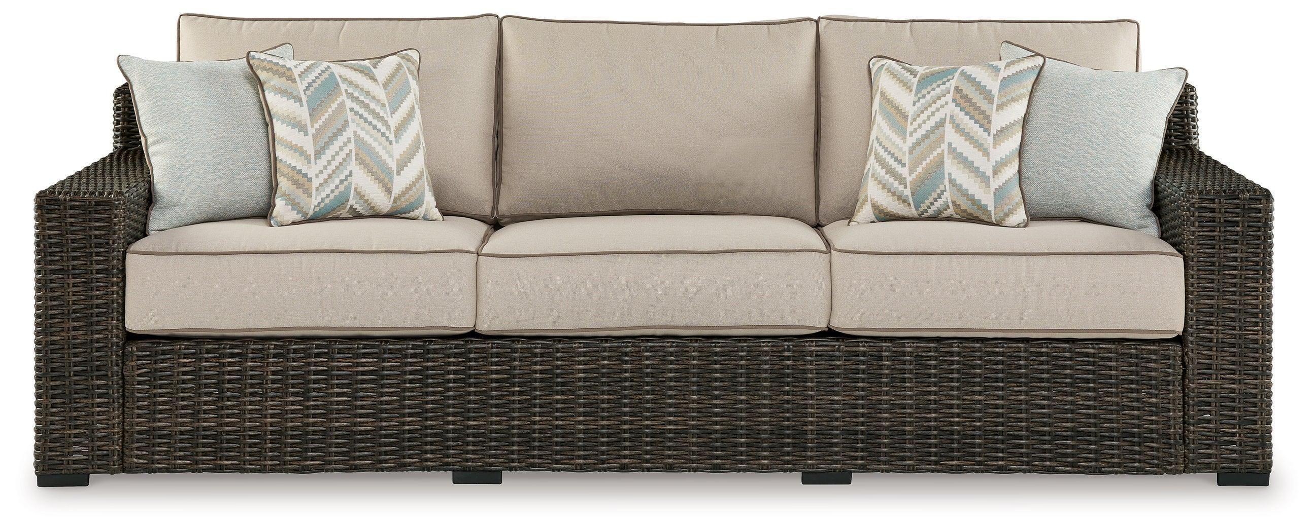 Coastline Bay Brown Outdoor Sofa With Cushion - Image 3
