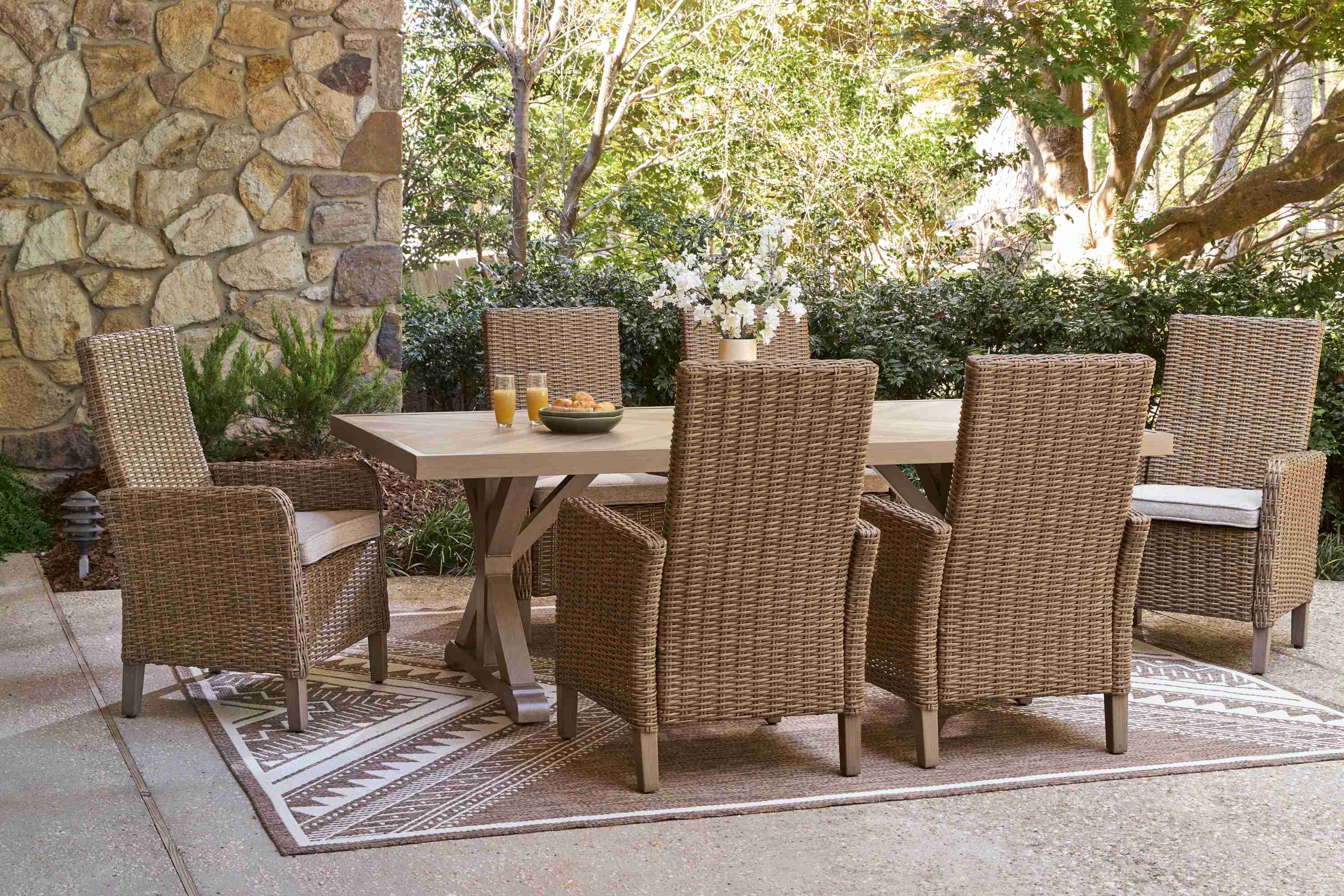 Laguna Beige Heights Outdoor Dining Table and 6 Chairs - Image 3