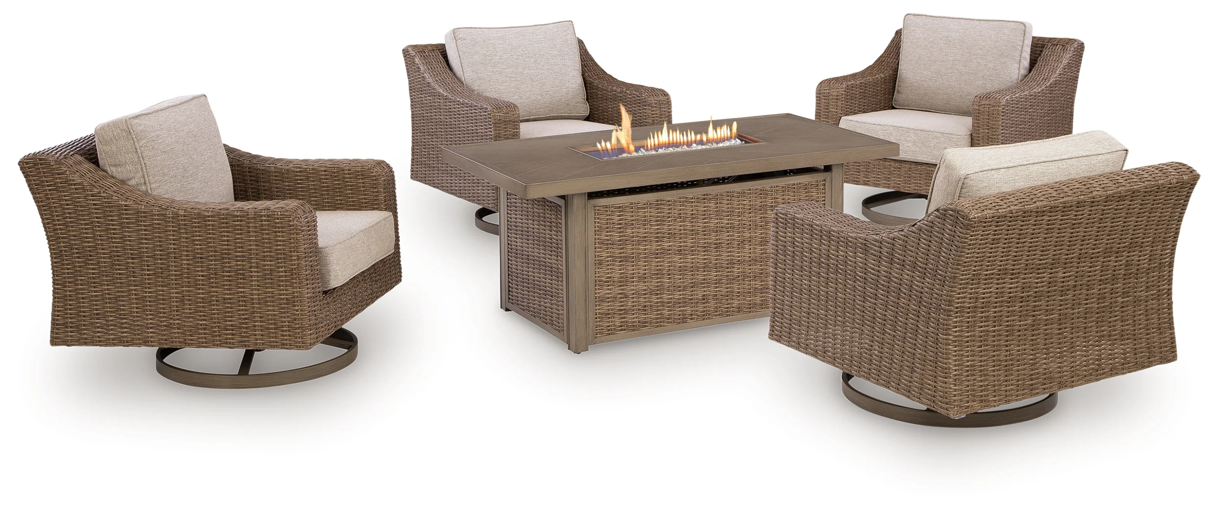 Laguna Beige Heights Outdoor Fire Pit Table and 4 Chairs - Image 3