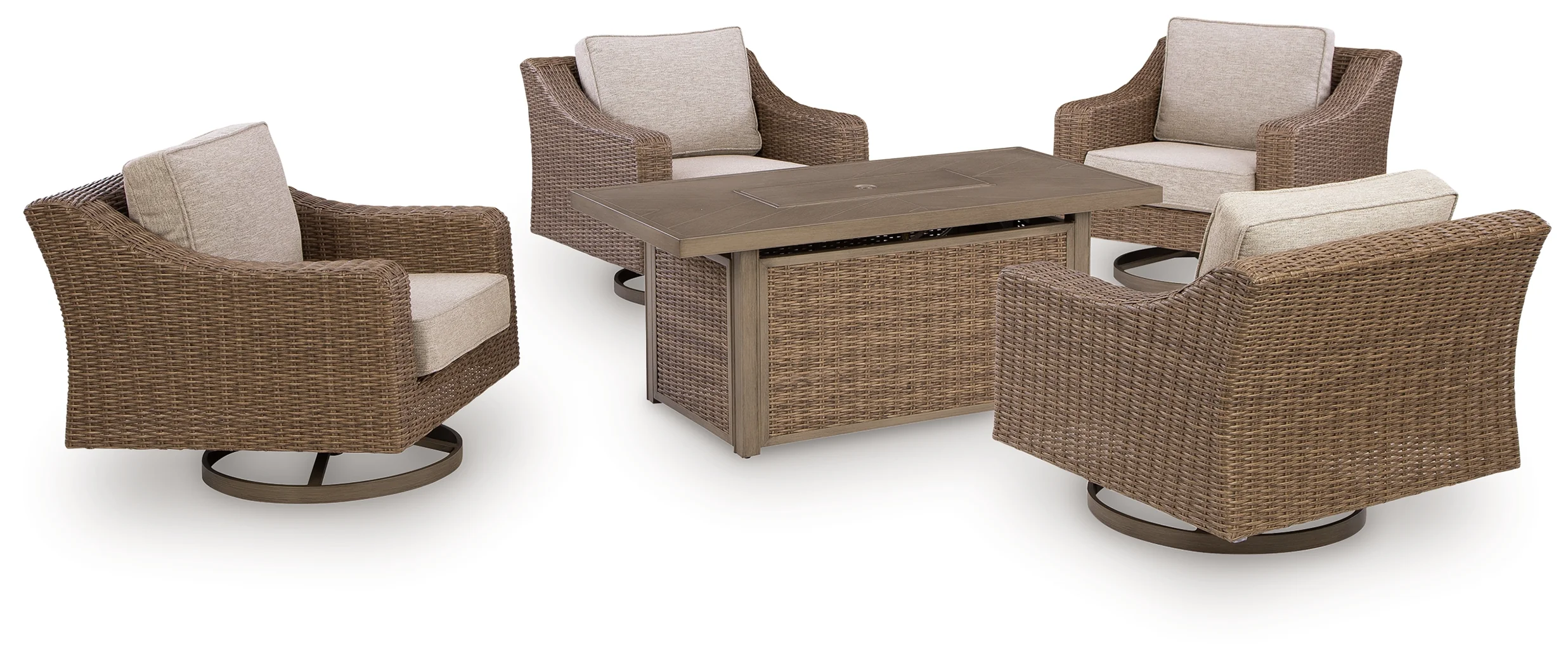 Laguna Beige Heights Outdoor Fire Pit Table and 4 Chairs - Image 2
