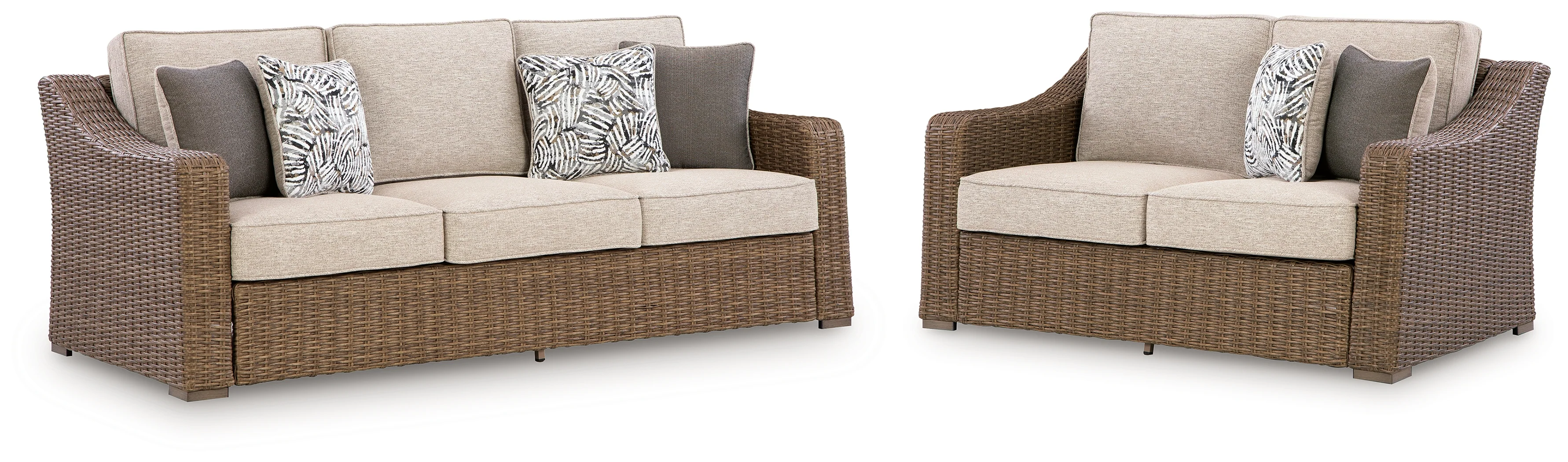 Laguna Beige Heights Outdoor Sofa and Loveseat - Image 2