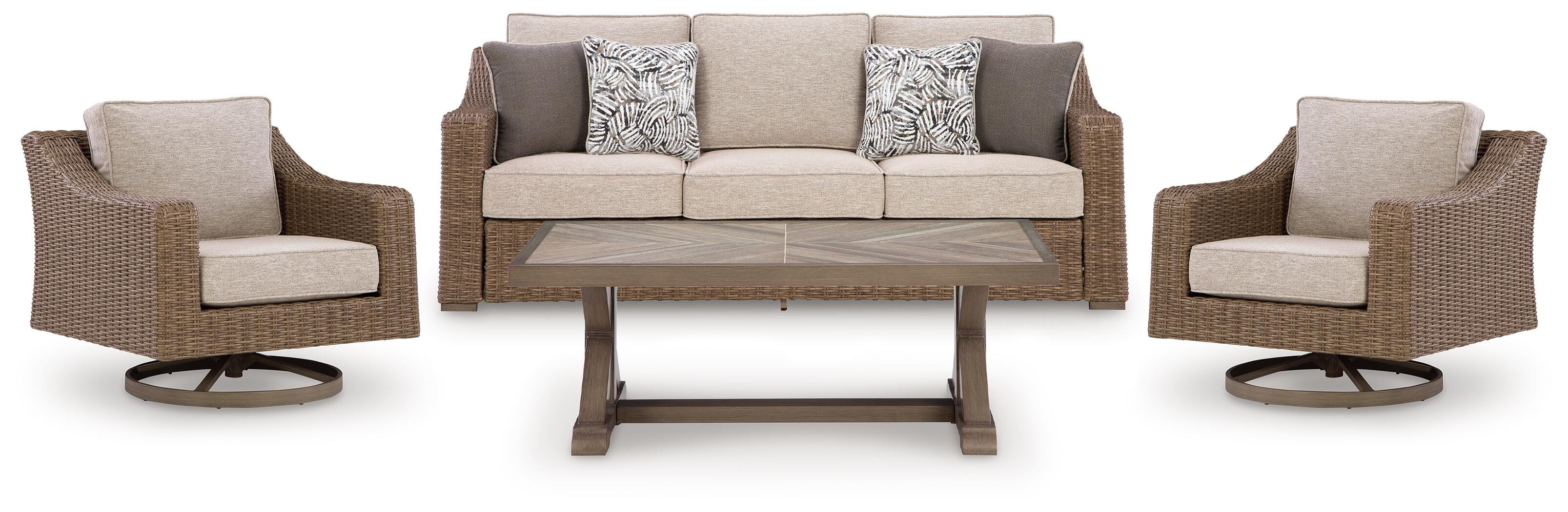 Laguna Beige Heights Outdoor Sofa and 2 Chairs with Coffee Table - Image 2