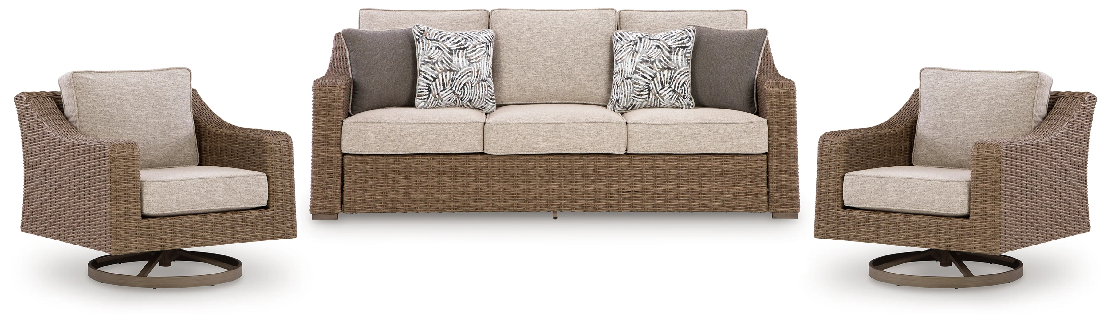 Laguna Beige Heights Outdoor Sofa with 2 Lounge Chairs - Image 2