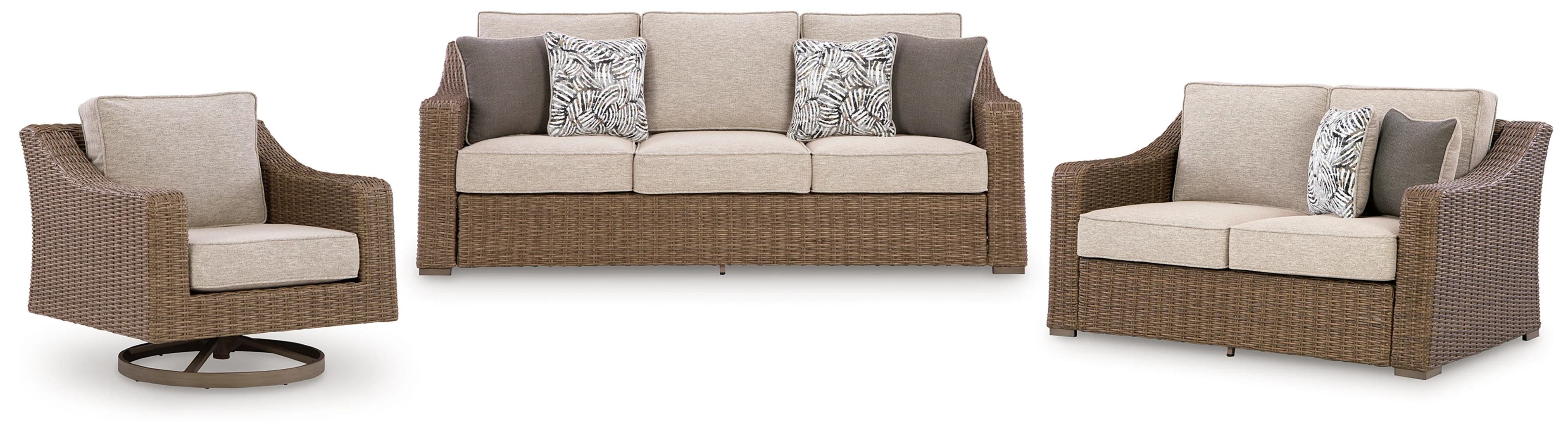 Laguna Beige Heights Outdoor Sofa and Loveseat with Lounge Chair - Image 2