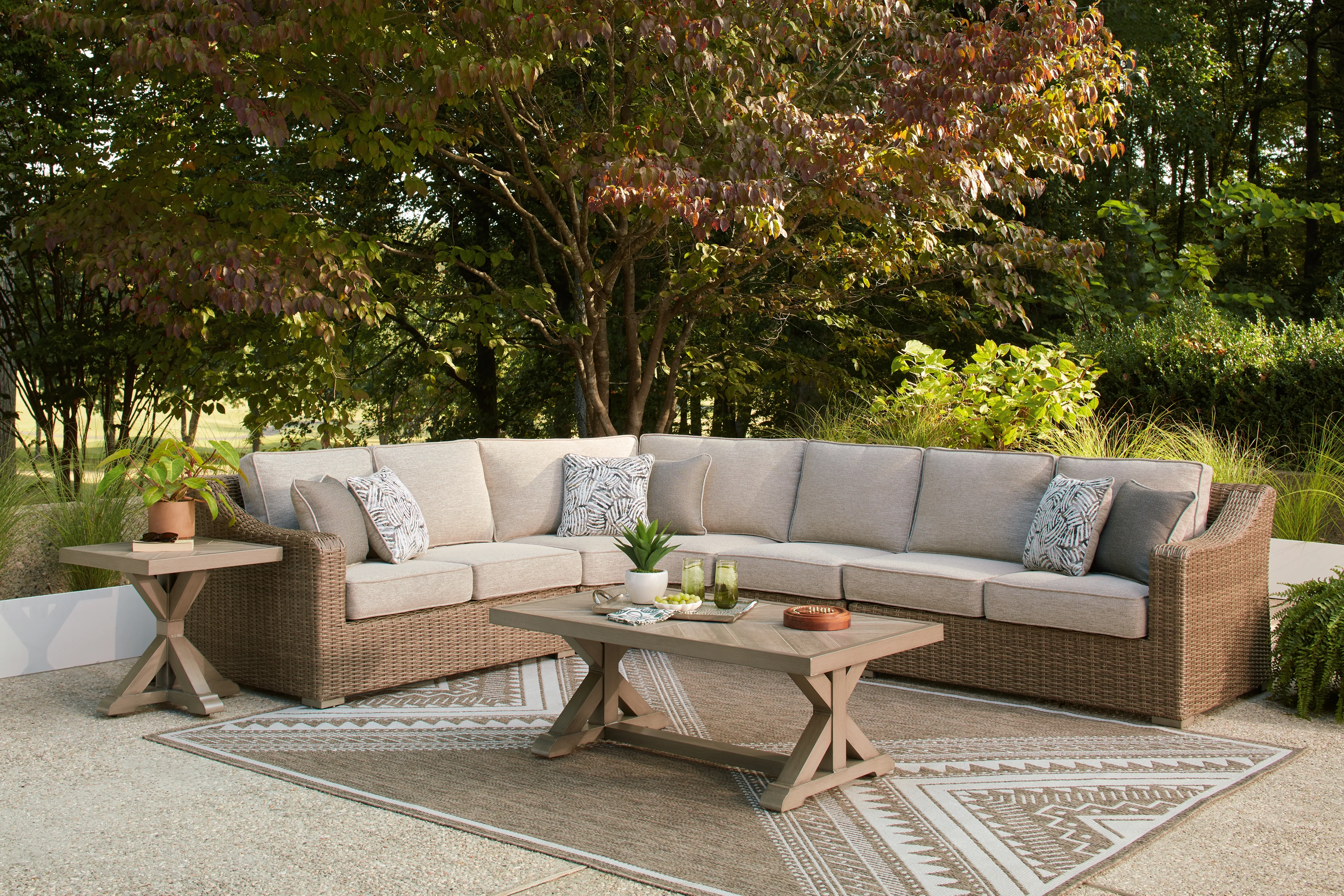 Laguna Heights Beige 4-Piece Outdoor Sectional - Image 3