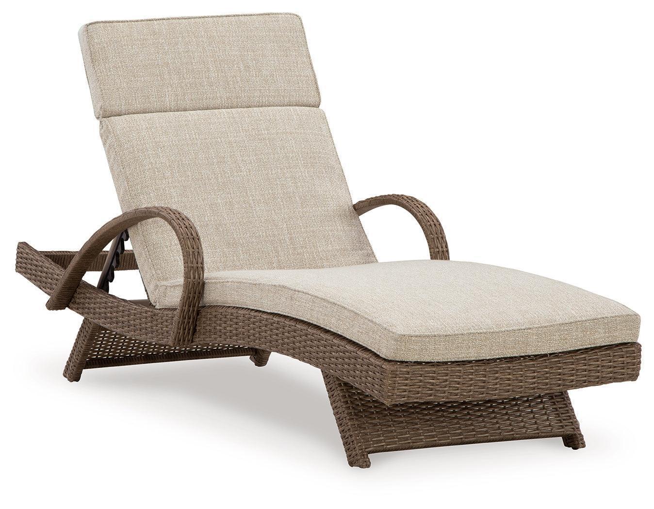 Beachcroft Beige Outdoor Chaise Lounge With Cushion - Image 2