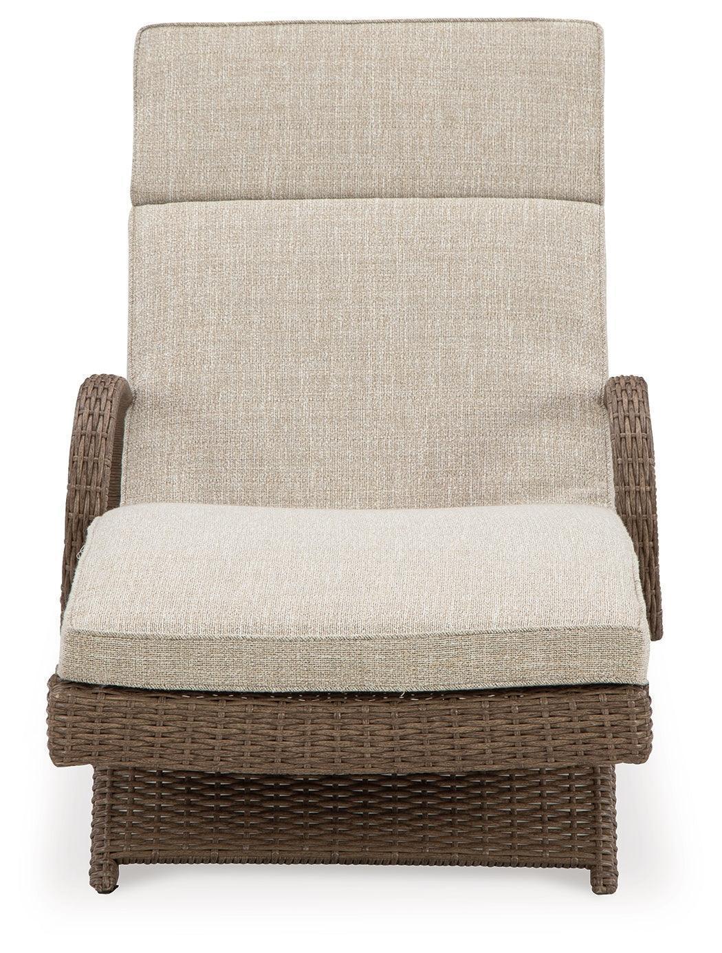 Beachcroft Beige Outdoor Chaise Lounge With Cushion - Image 3