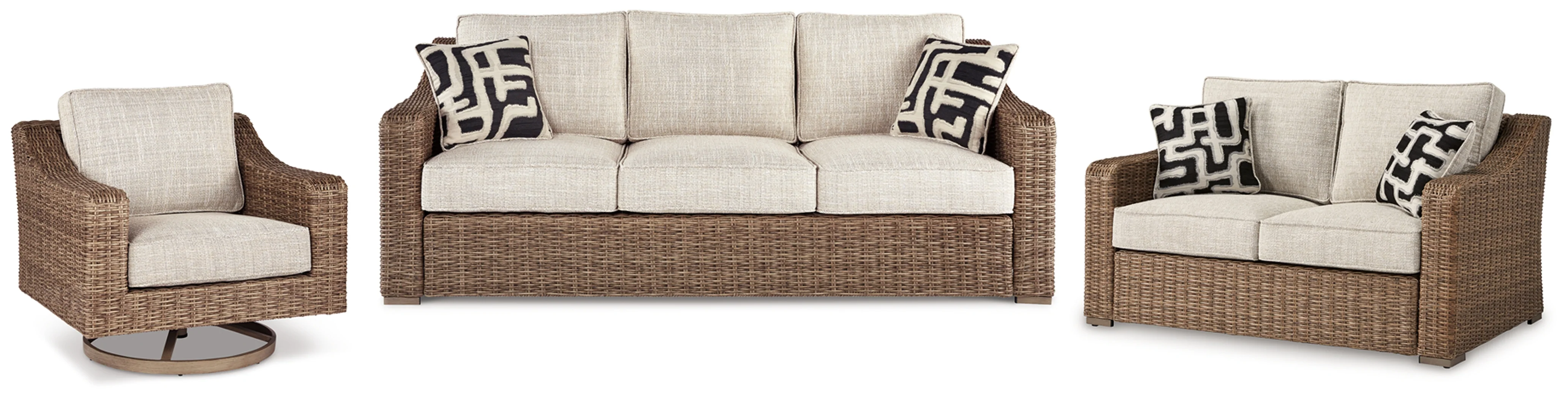 Beachcroft Beige Outdoor Sofa, Loveseat and Chair - Image 2