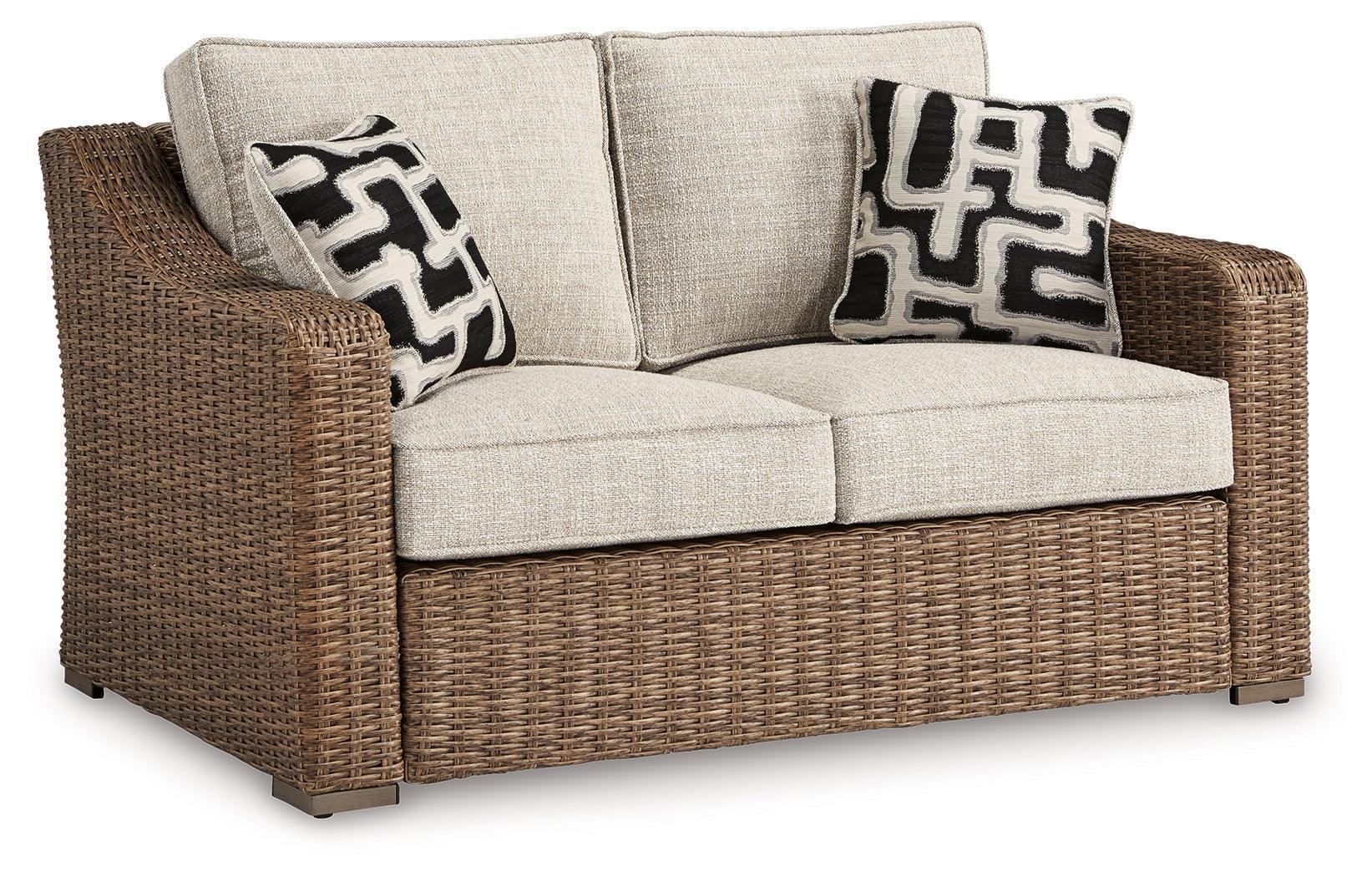 Beachcroft Beige Outdoor Loveseat with Cushion - Image 2