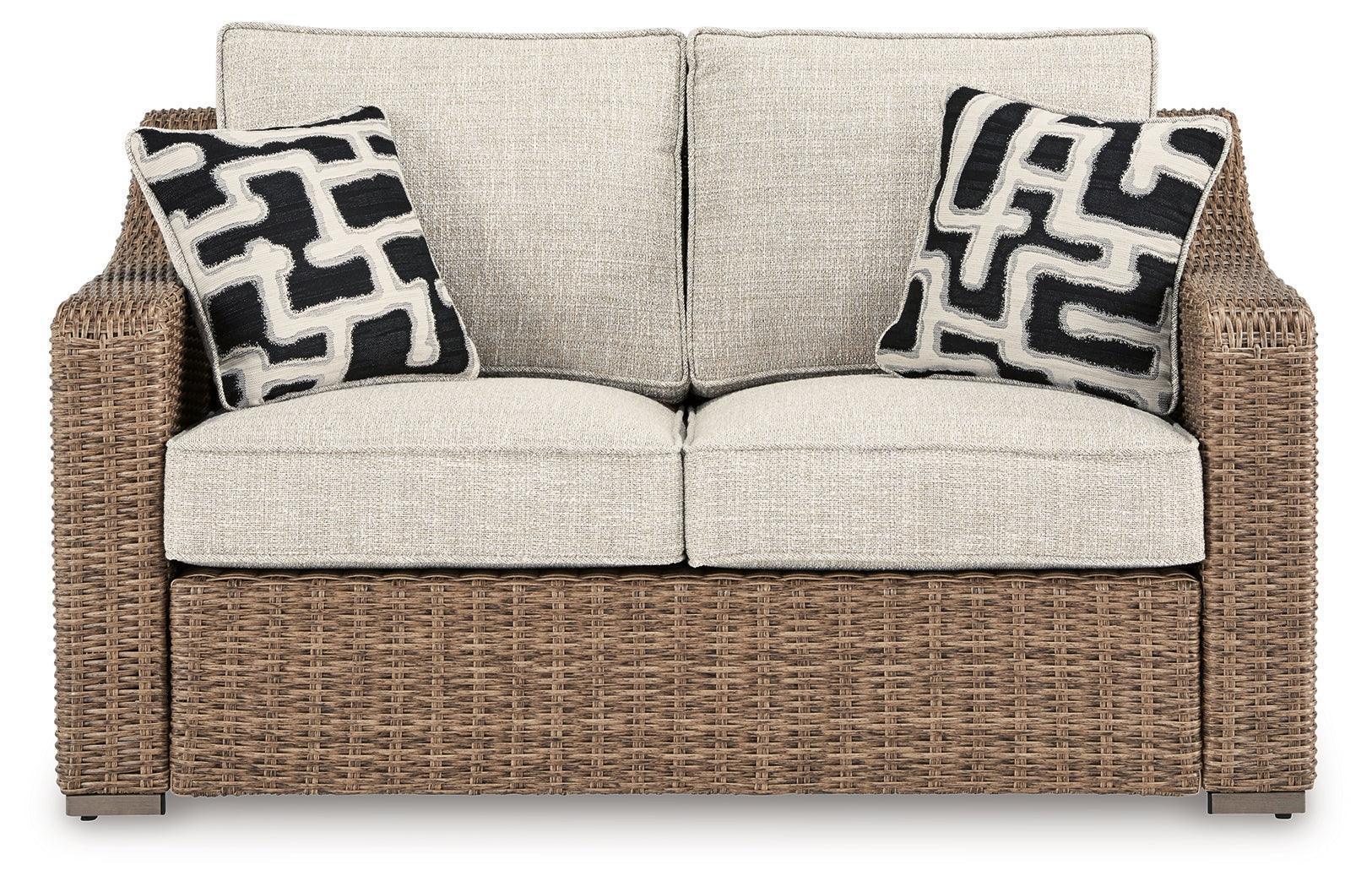 Beachcroft Beige Outdoor Loveseat with Cushion - Image 3