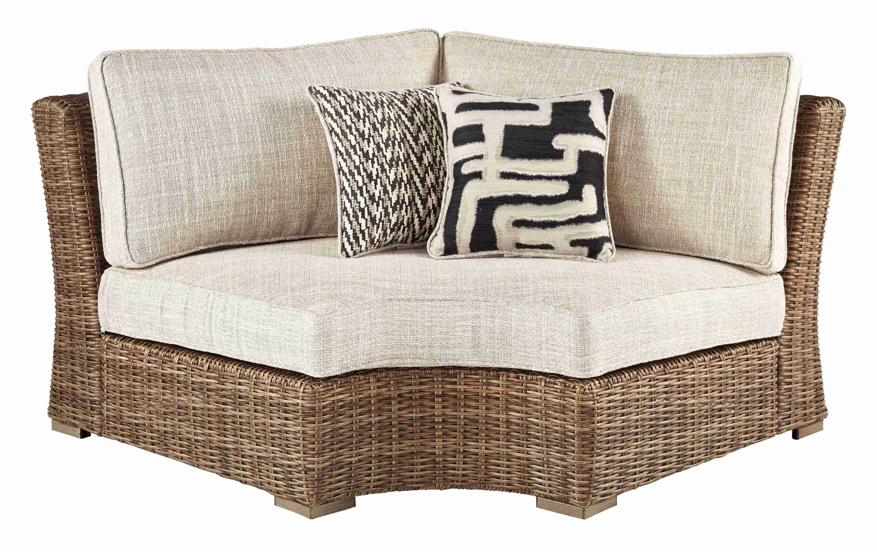 Beachcroft Beige Curved Corner Chair With Cushion - Image 2