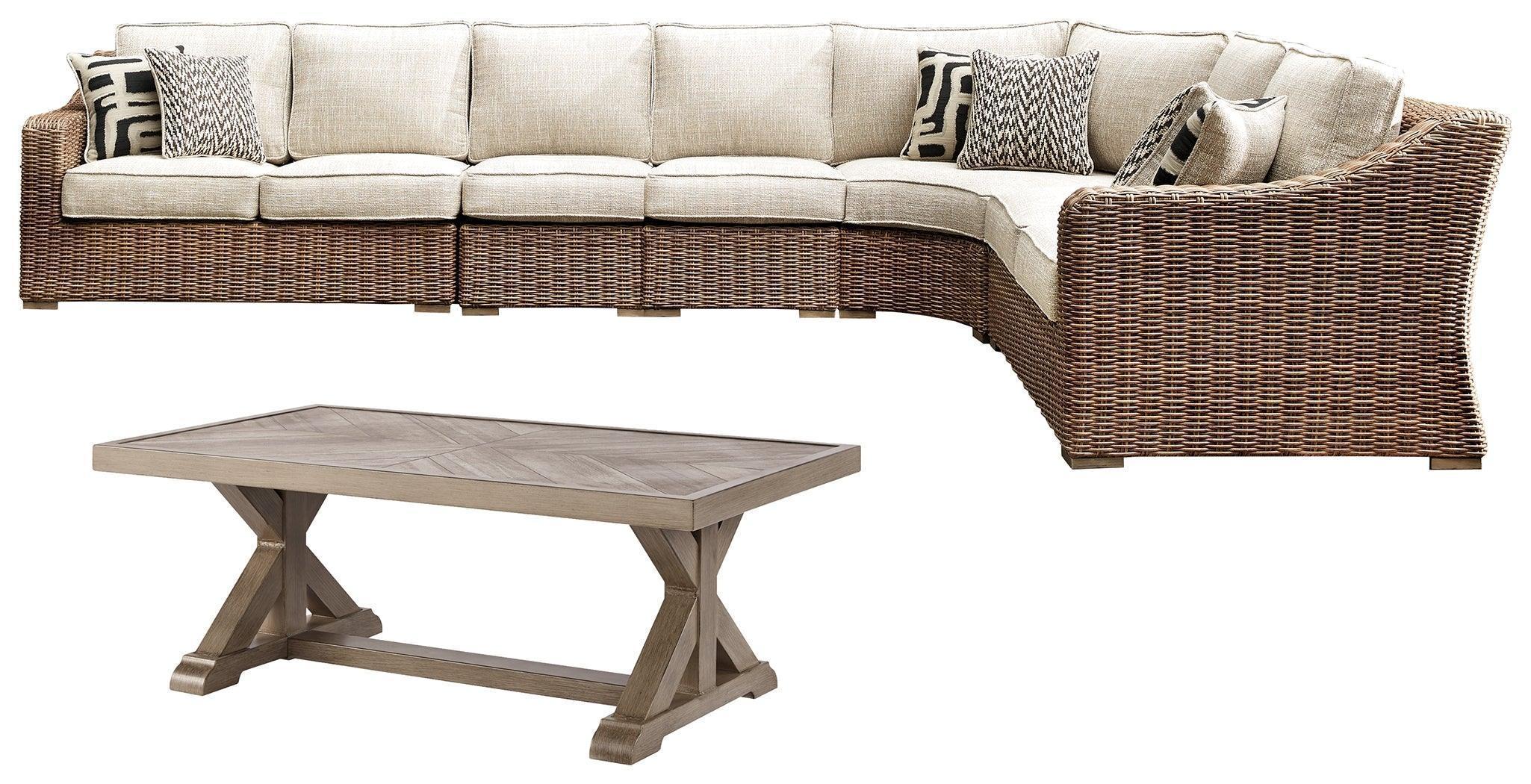 Beachcroft Beige 5-Piece Outdoor Sectional With Coffee Table - Image 2