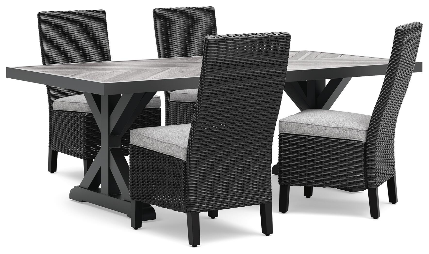Beachcroft Black/Light Gray Outdoor Dining Table and 4 Chairs - Image 2