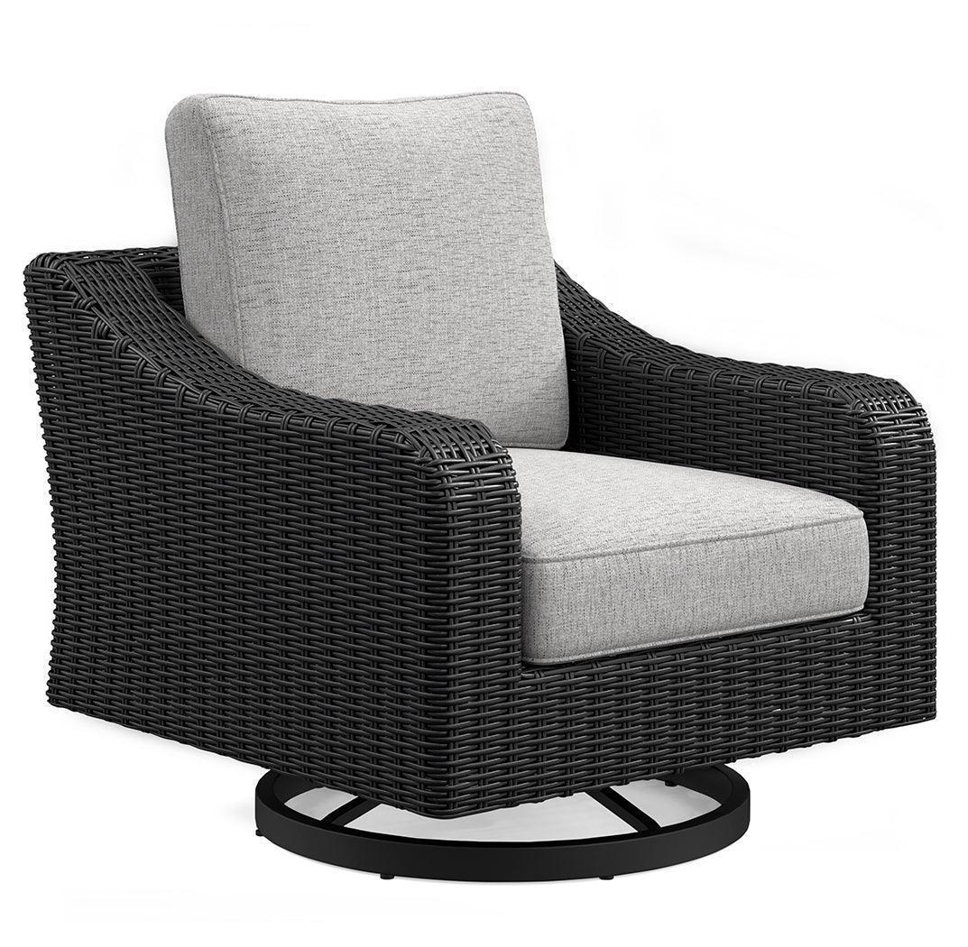 Beachcroft Black Light Gray Outdoor Swivel Lounge With Cushion - Image 2