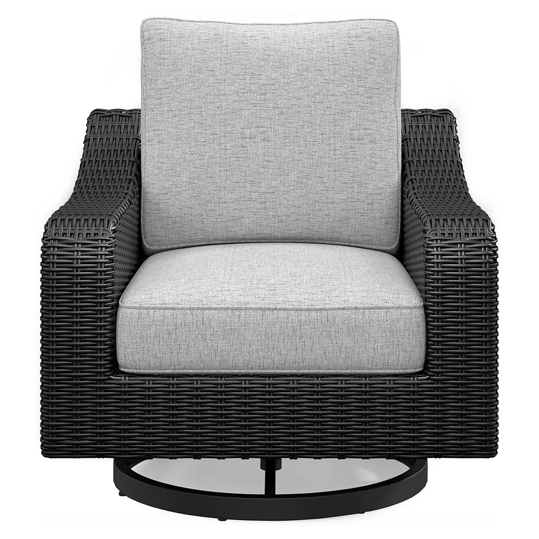 Beachcroft Black/Light Gray Outdoor Sofa with 2 Lounge Chairs - Image 3