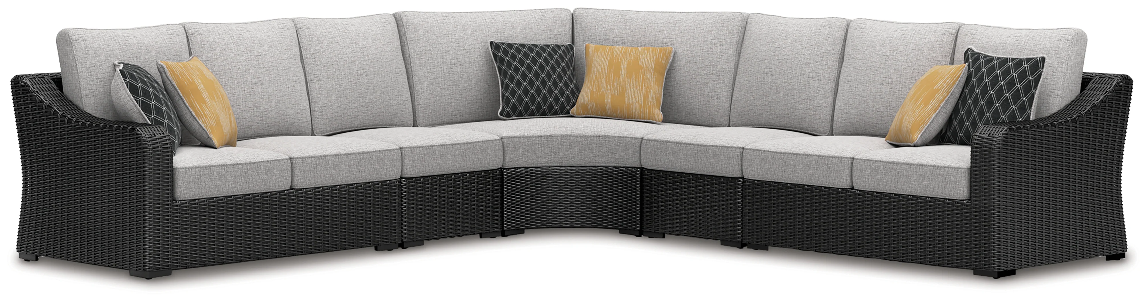 Beachcroft Black/Light Gray 5-Piece Outdoor Sectional - Image 2