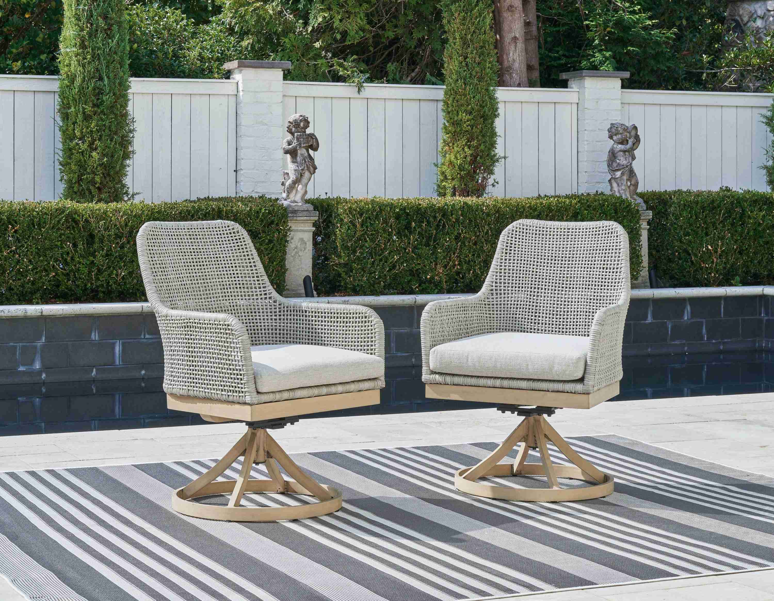 Seton Creek Gray Outdoor Swivel Dining Chair (Set of 2) - Image 3