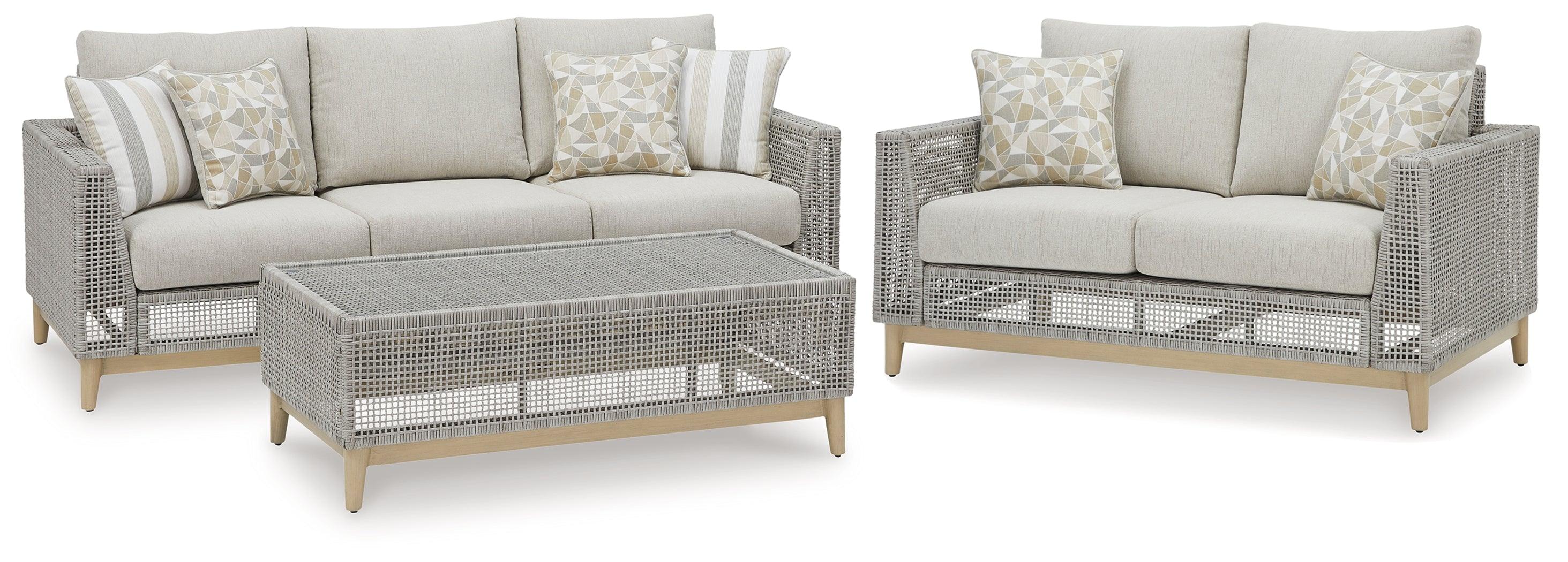 Seton Gray Creek Outdoor Sofa and Loveseat with Coffee Table - Image 2
