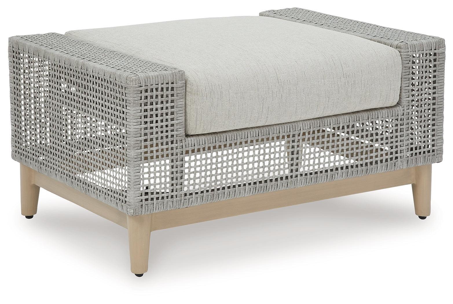 Seton Creek Gray Outdoor Ottoman With Cushion - Image 2