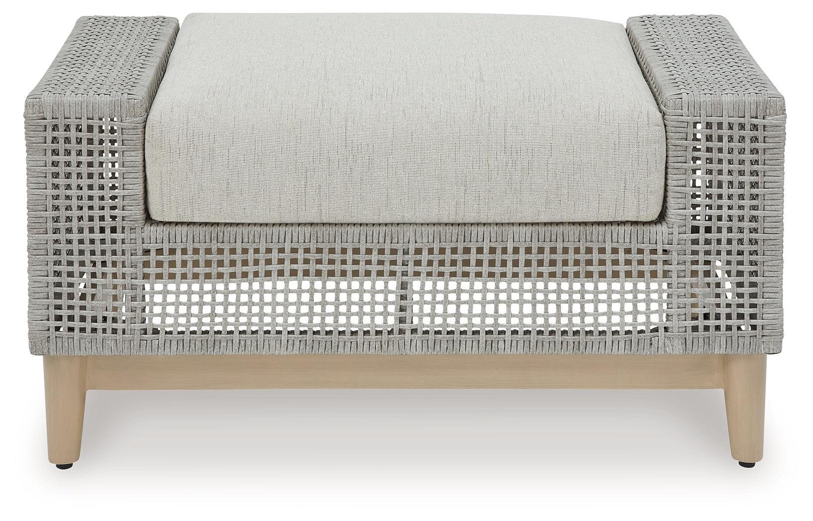 Seton Creek Gray Outdoor Ottoman With Cushion - Image 3