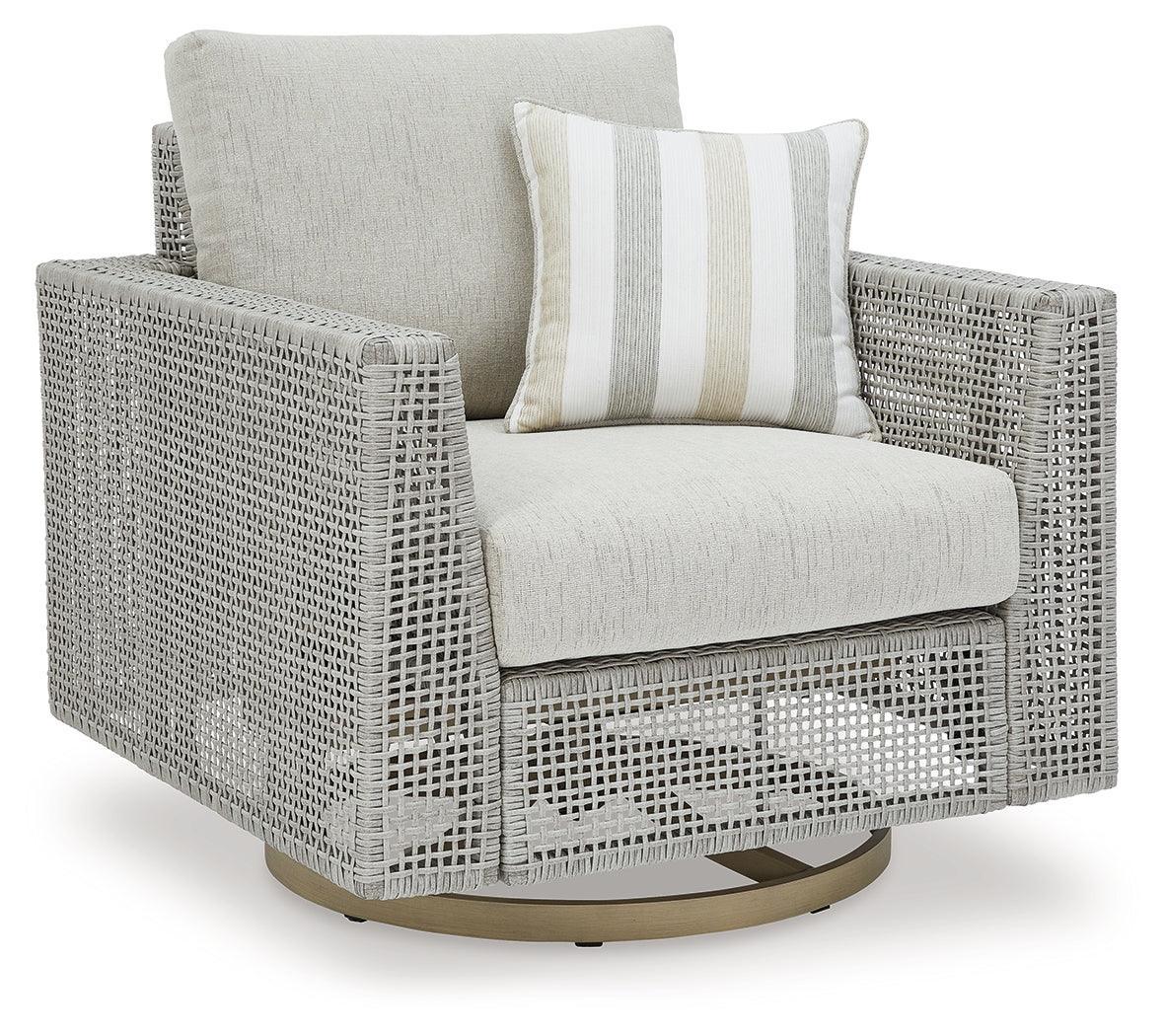 Seton Creek Gray Outdoor Swivel Lounge With Cushion - Image 2