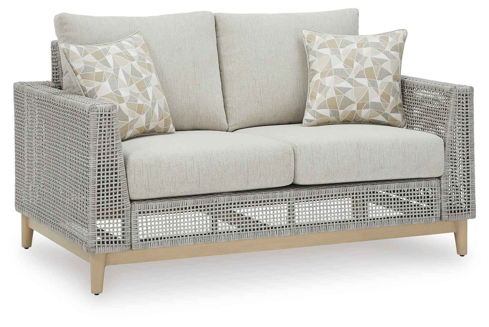 Seton Creek Gray Outdoor Loveseat With Cushion - Image 2