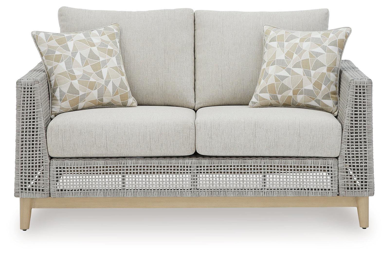 Seton Creek Gray Outdoor Loveseat With Cushion - Image 3
